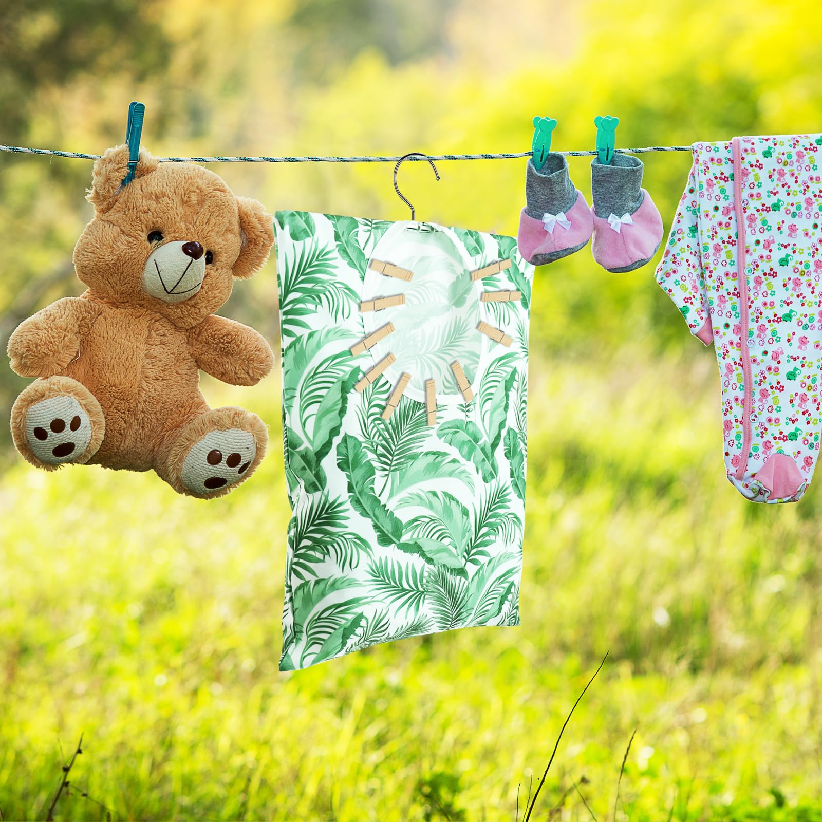 2 Pcs Flamingo Clothes Pin Bag Summer Clothespin Bag Holder Palm Leaves Clothespin Holder 15 X 11 Inch Clothes Pin Hanging Bag C