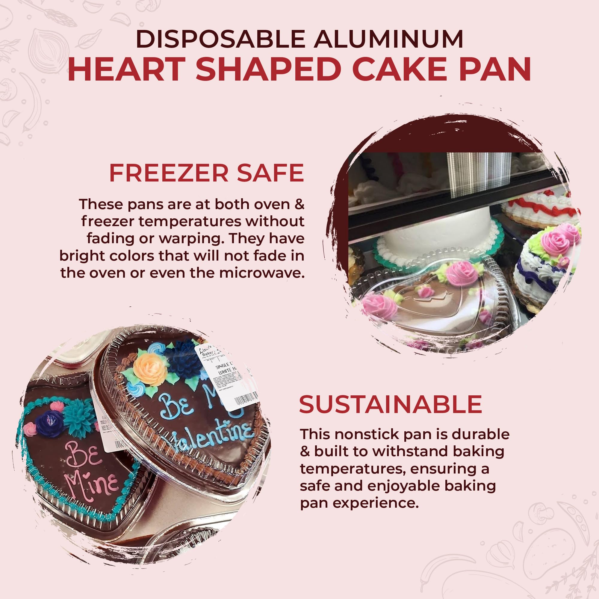 Kitchendance Disposable Aluminum Heart Shaped Cake Pan Without Lid, 8 Inches Aluminium Foil Pan Perfect For Cakes, Chocolates -