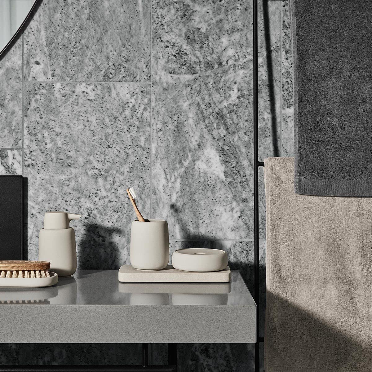 Blomus Sono Soap Dispenser 250 Ml Ceramic Hand Soap Dispenser In Grey Diameter 8 X 14 H Cm Colour Satellite Liquid Soap Dispense