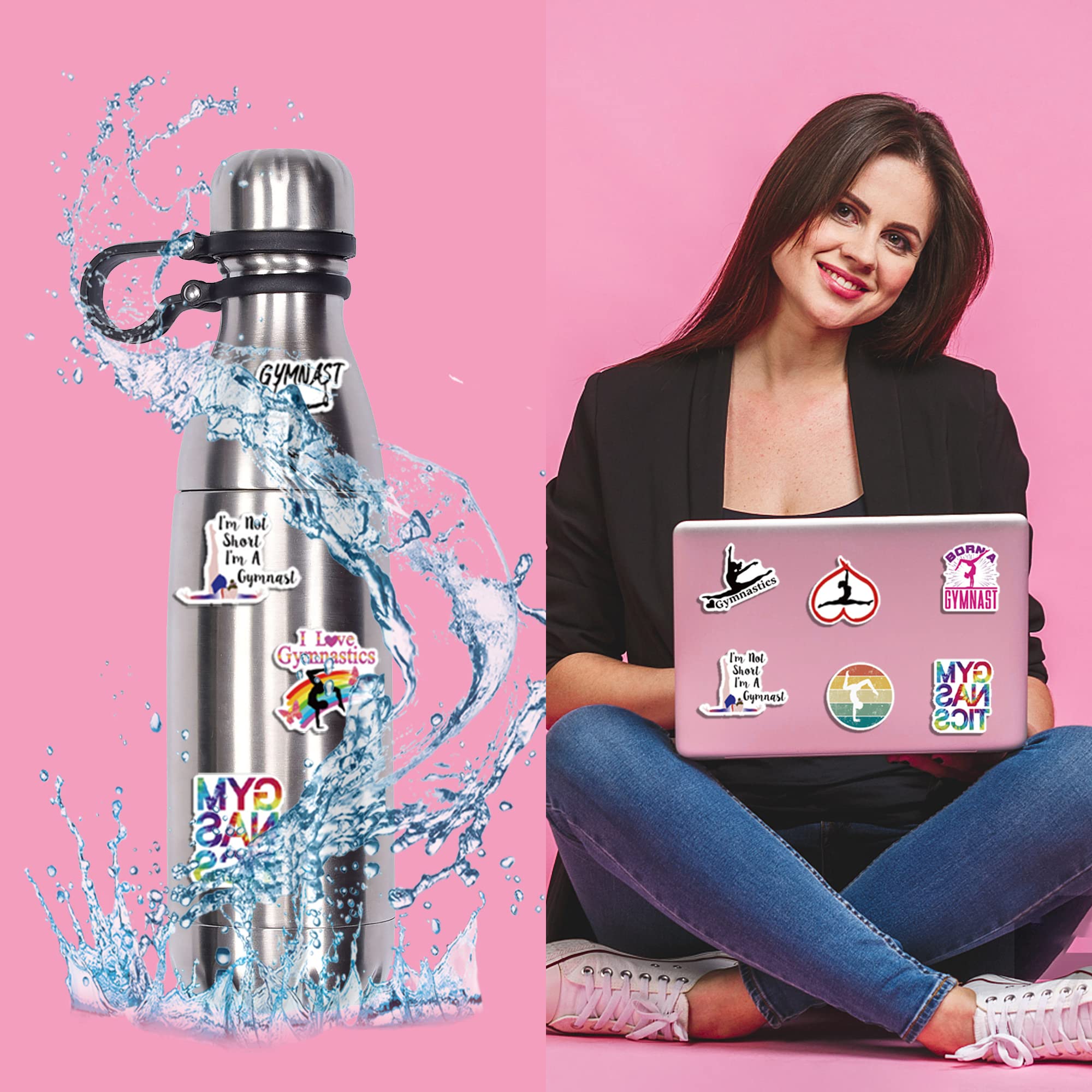 Banballon 98 Gymnastics Party Favors, Gymnastics Keychain Goodie Bags With Rubber Bracelets, Button Pins, Bags And Stickers For