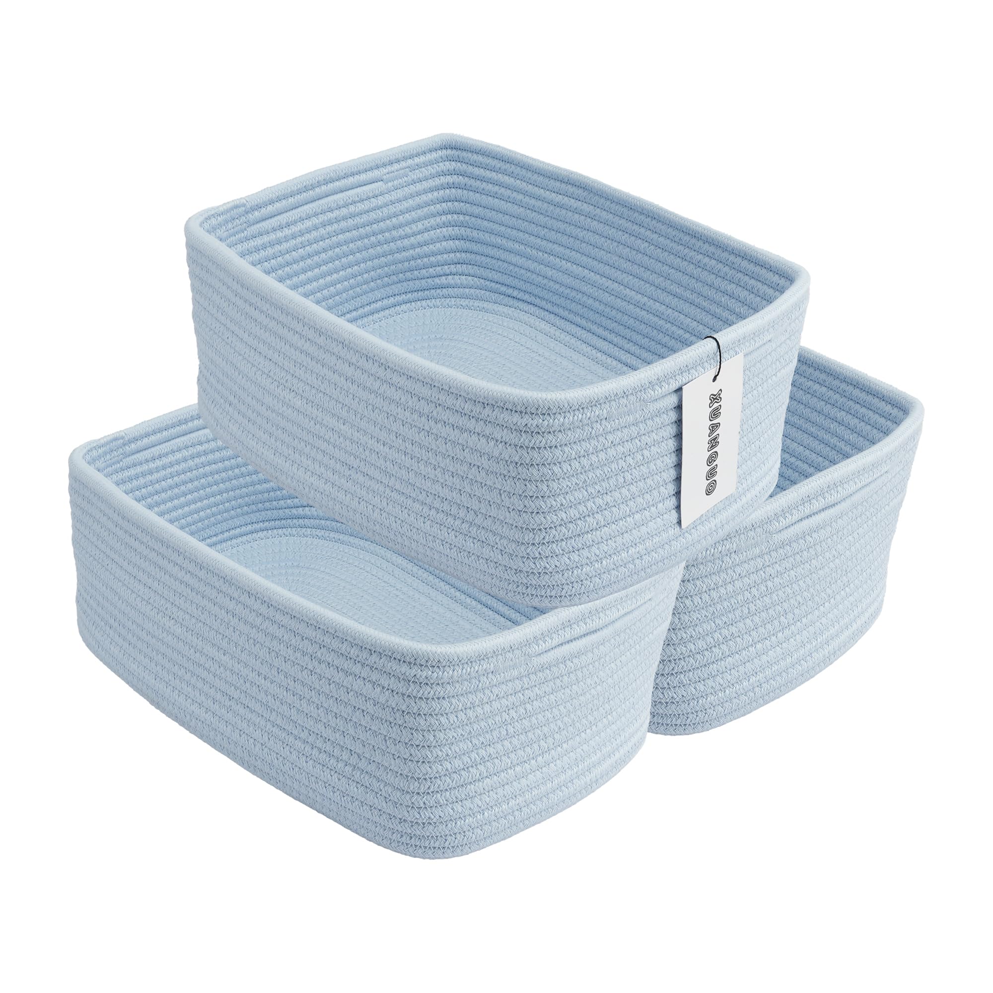 XUANGUO Small Woven Storage Baskets 13X9   X5 Decorative Rope Bins for Organizing Shelves, Closets, and Toys, Empty Gift Baskets