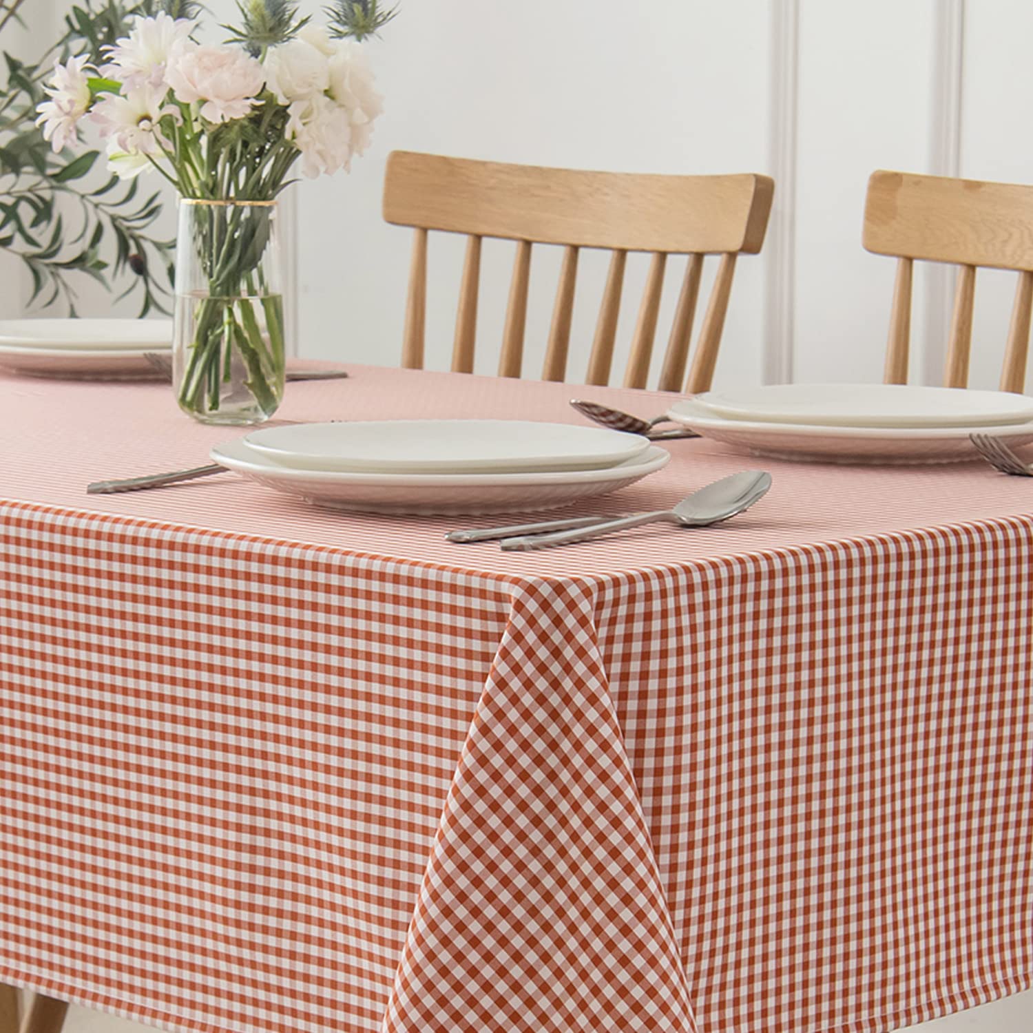Maxmill Checkered Square Tablecloth Waterproof Spillproof Wrinkle Resistant Heavy Weight Soft Gingham Dining Room, Kitchen Table