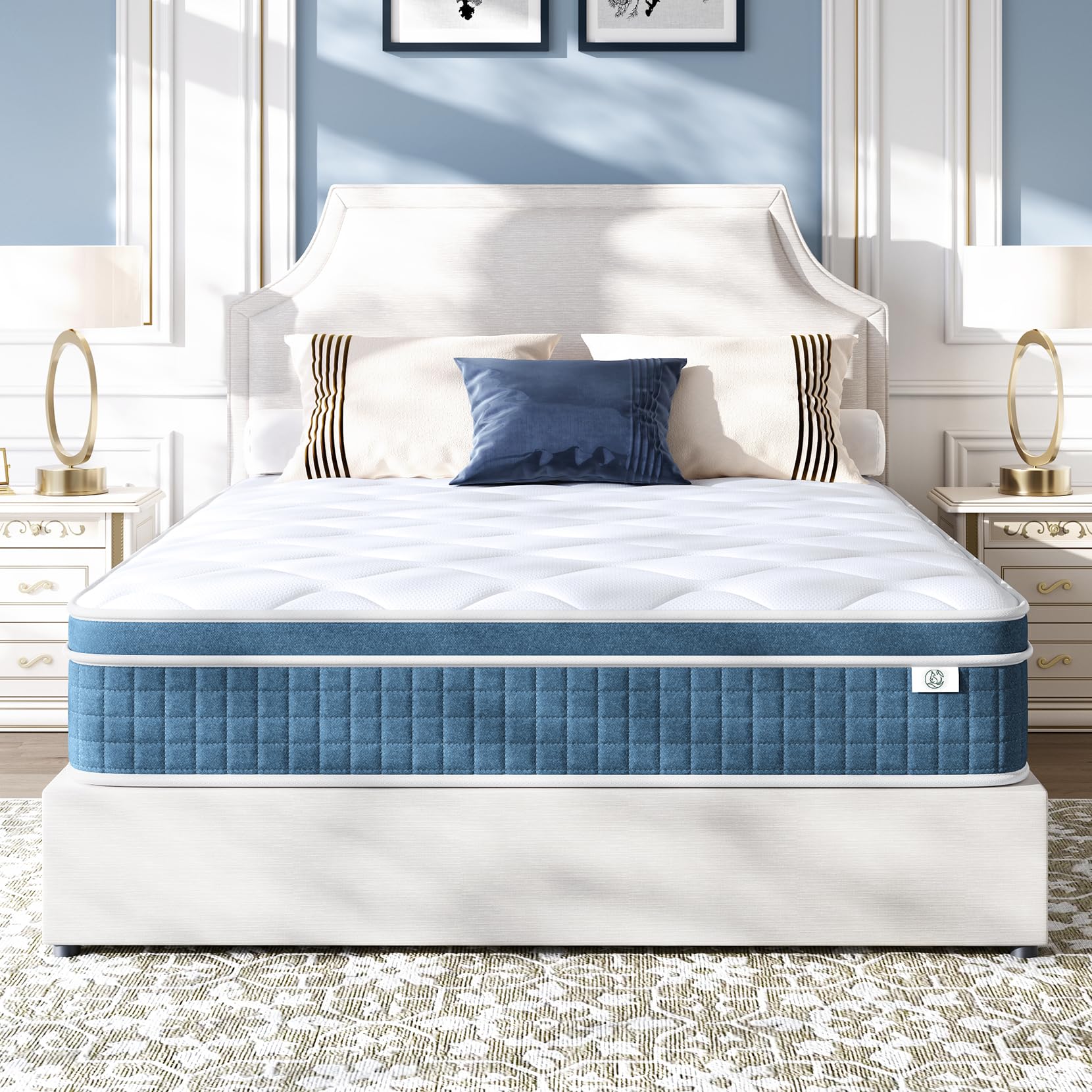 Koorlian Queen Mattress 10 Inch, Hybrid Queen Bed Mattress With Individual Pocket Springs And Pressure-Relieving Memory Foam, Br