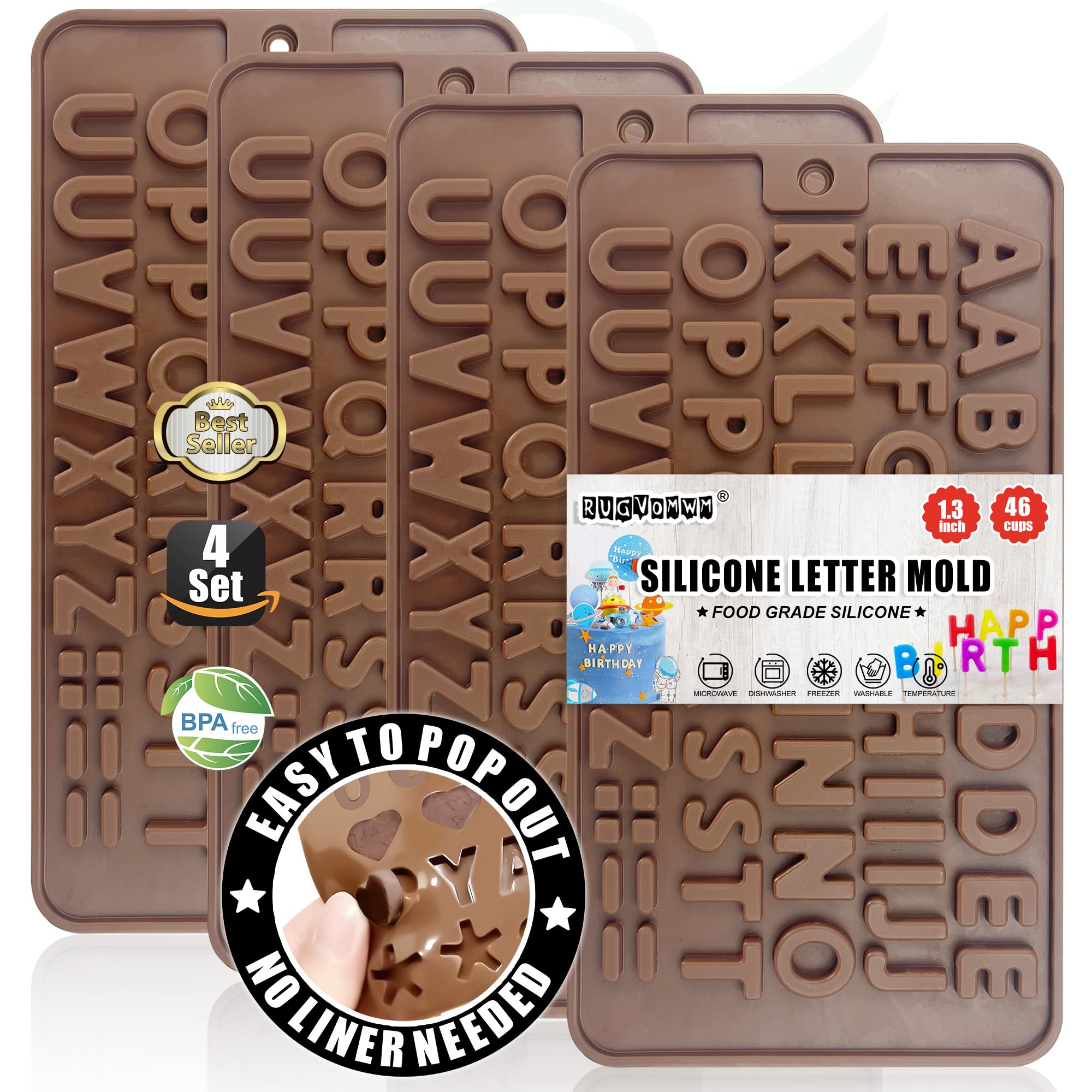 Rugvomwm Silicone Letter Mold Chocolate Molds - Non-Stick Letter Chocolate Mold, Made Of Food Grade Silicon, Perfect For Cake De
