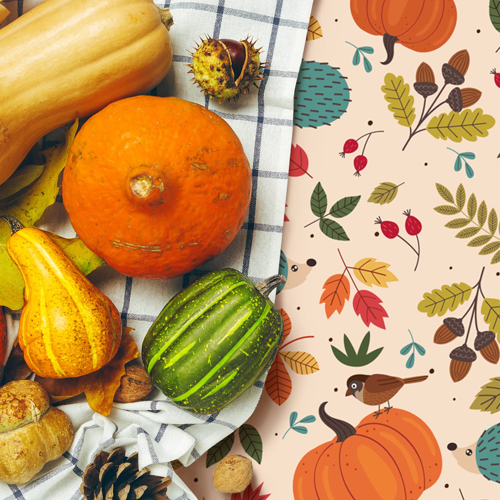 Cakka Thanksgiving Tablecloth Plastic 54X108 Inch, 3 Pack Disposable Fall Pumpkin Table Cover, Orange Marple Leaf Rectangle Autu