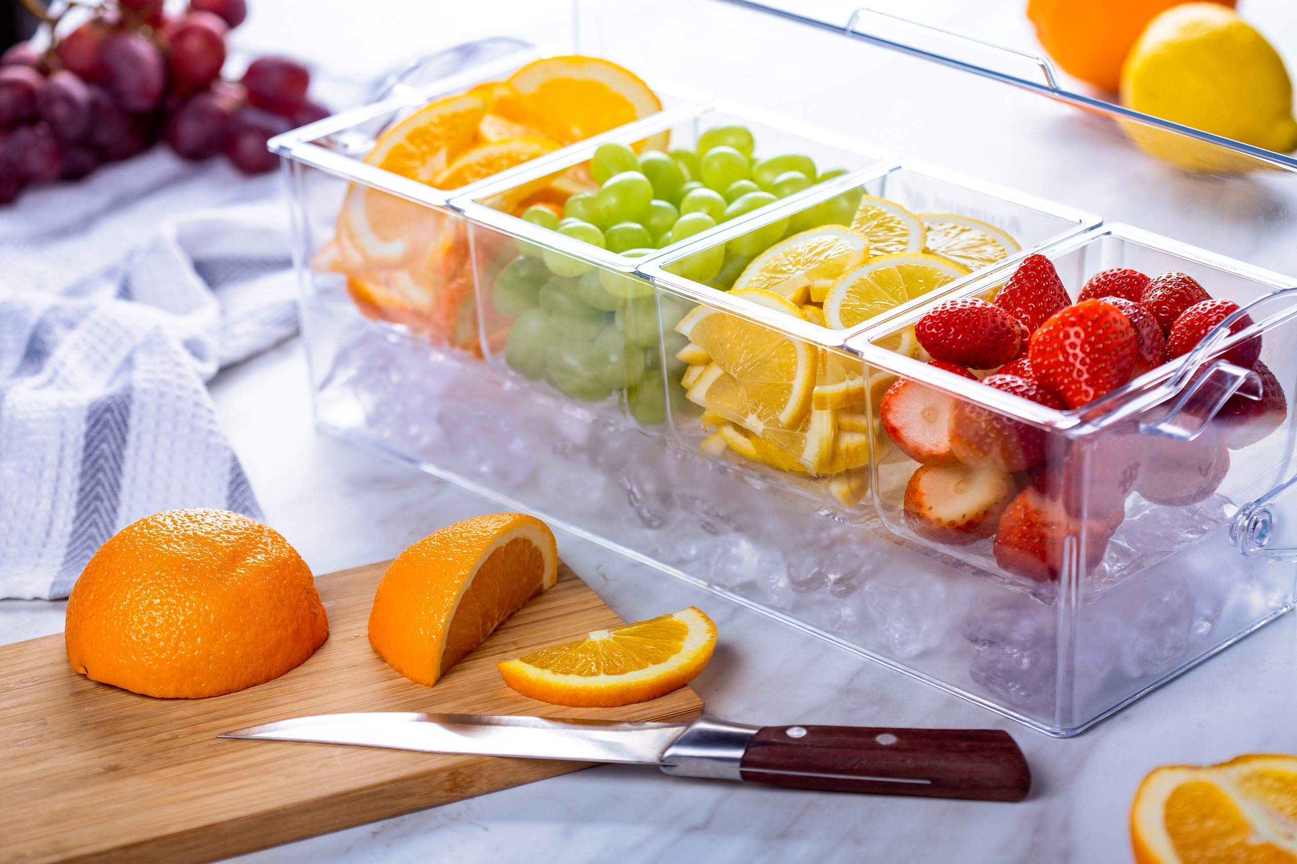 Pikanty | 4-Compartment Chill & Serve Condiment Caddy With Revolutionary Ice Base | Spacious, Hygienic, And Durable For All Even