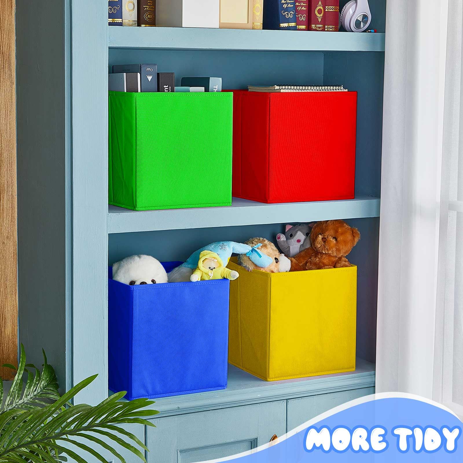 12 Pcs Cube Storage Bin 11'' Collapsible Storage Cubes Foldable Cube Storage Organizer Bins Fabric Bins Storage Basket Fabric Cu