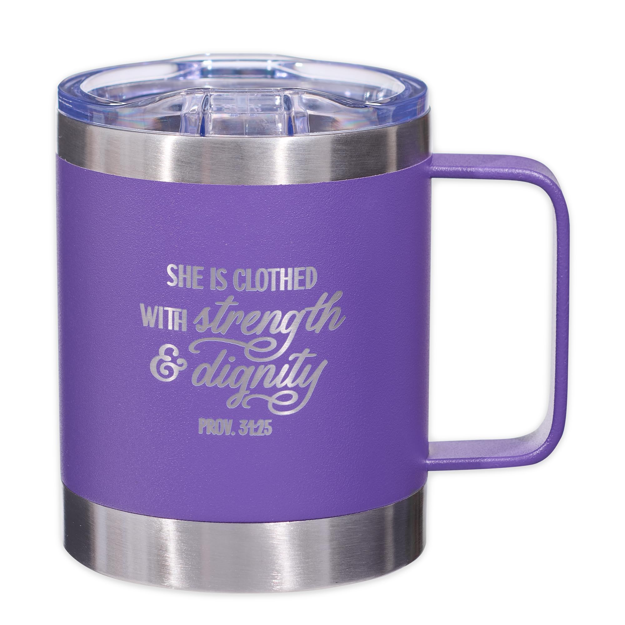 Christian Art Gifts Stainless Steel Double Wall Vacuum Insulated Camp Style Travel Mug 11 oz Purple Coffee Mug with Lid for Wome
