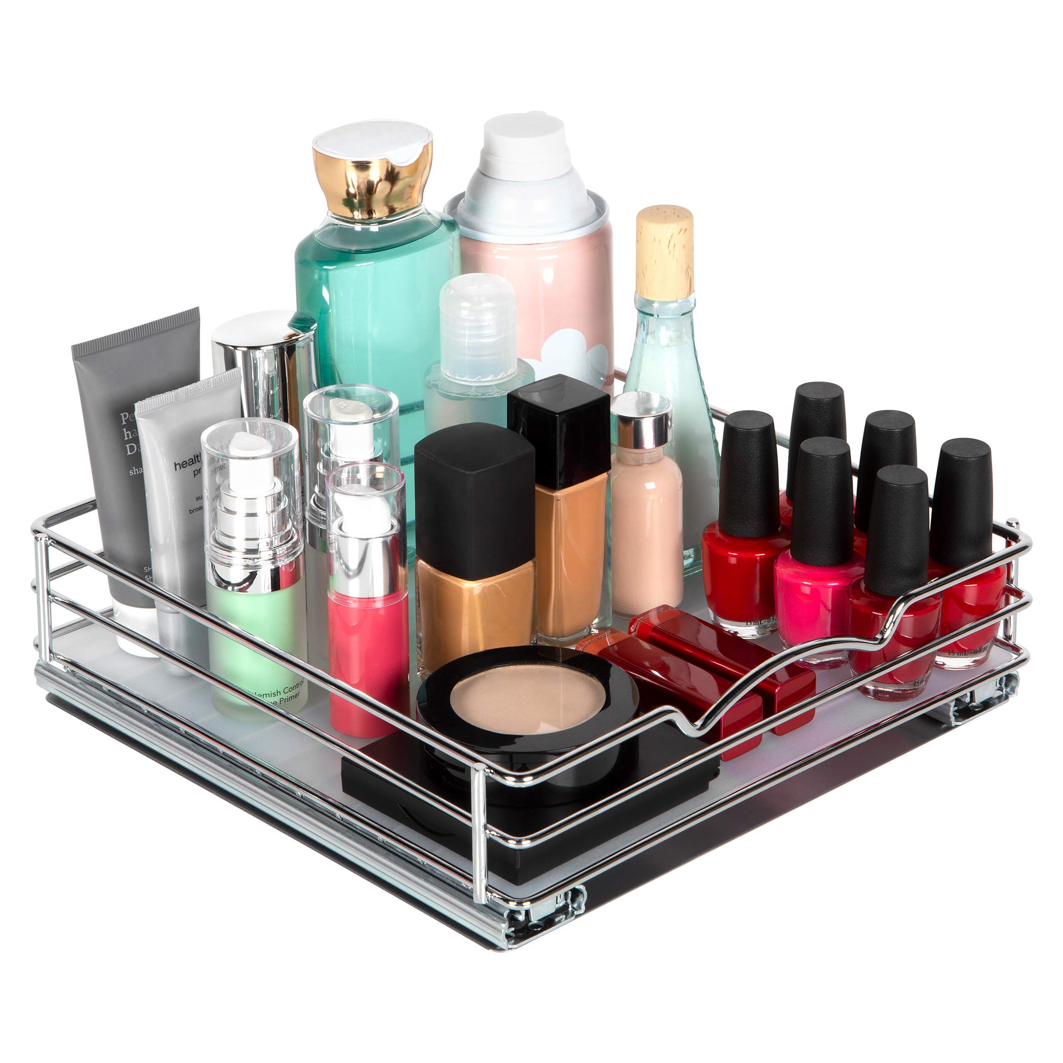 Pull Out Spice Rack Organizer For Cabinet, Heavy Duty- Lifetime Limited Warranty - Chrome Slide Out Spice Rack 10-3/8''Wx 10-3/8