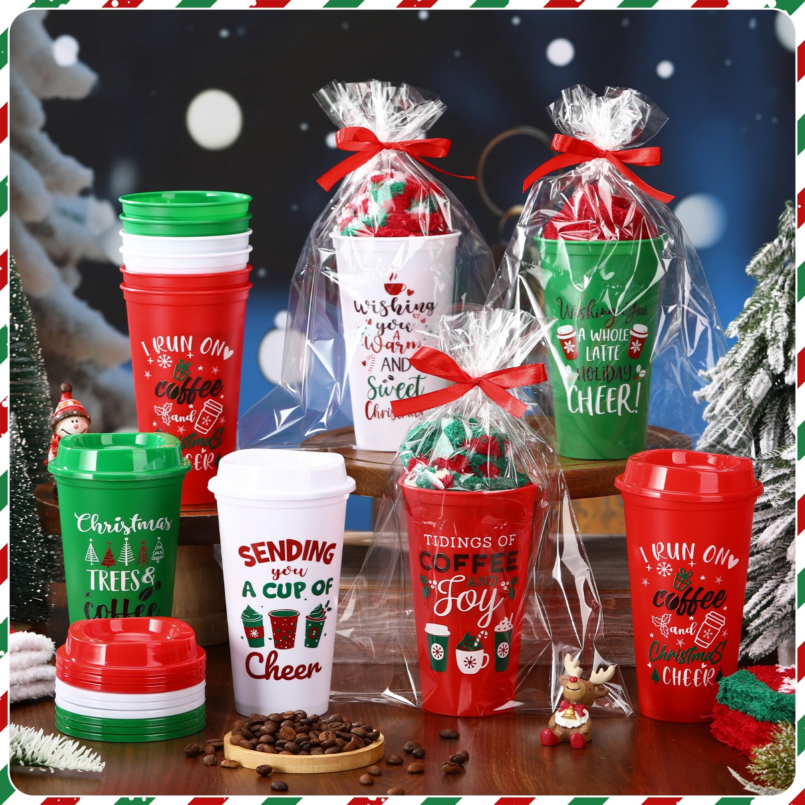 Pickmesh 40 Pcs Christmas Bulk Gifts for Coworkers Funny 16 oz Christmas Coffee Cup Fuzzy Socks Set for Women Holiday Gift(Class