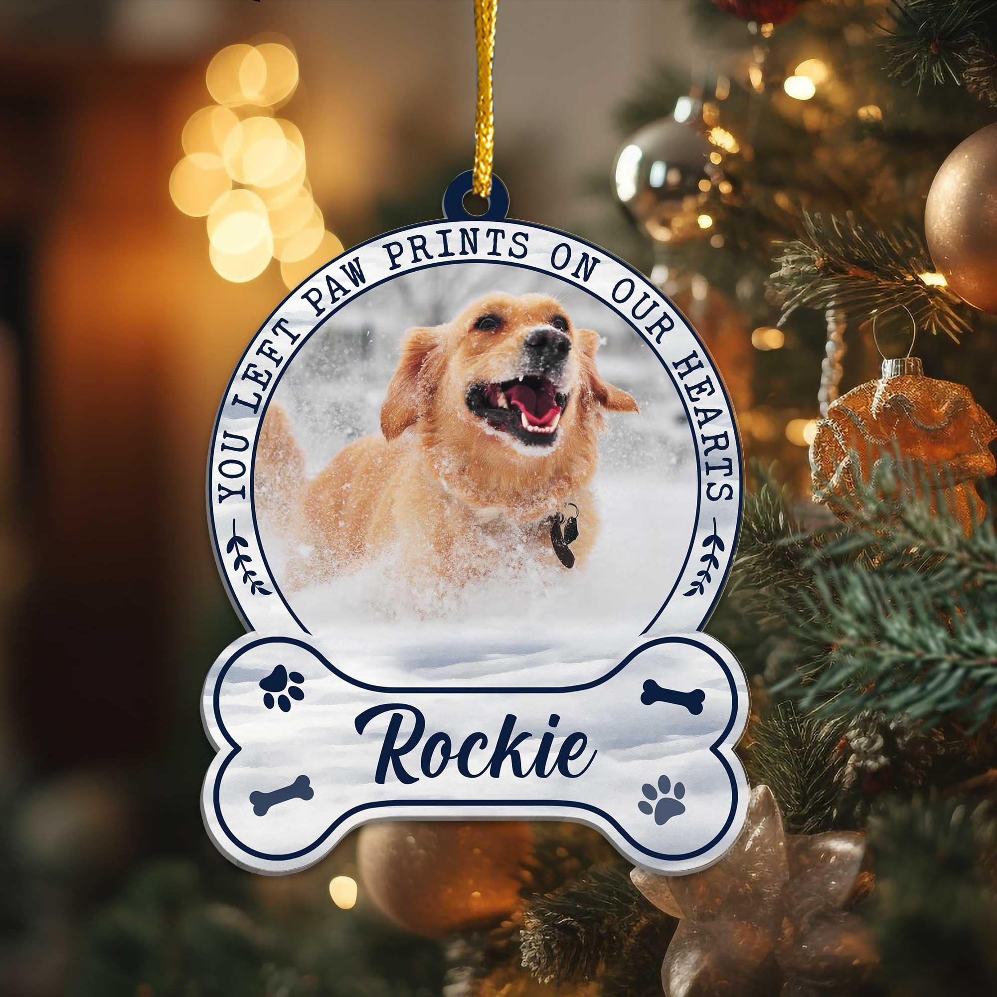 Custom Dog Photo Ornament 2025 - Personalized Pet Memorial Christmas Ornament - Forever in Our Hearts, Remembrance, in Memory Gi