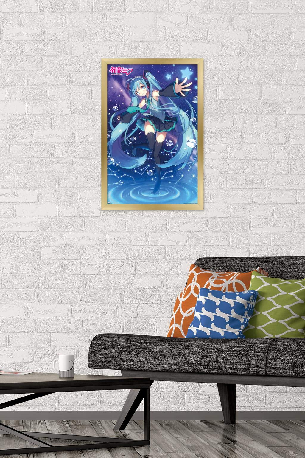 Trends International Hatsune Miku - Stars Wall Poster, 14.72'' X 22.37'', Gold Framed Version
