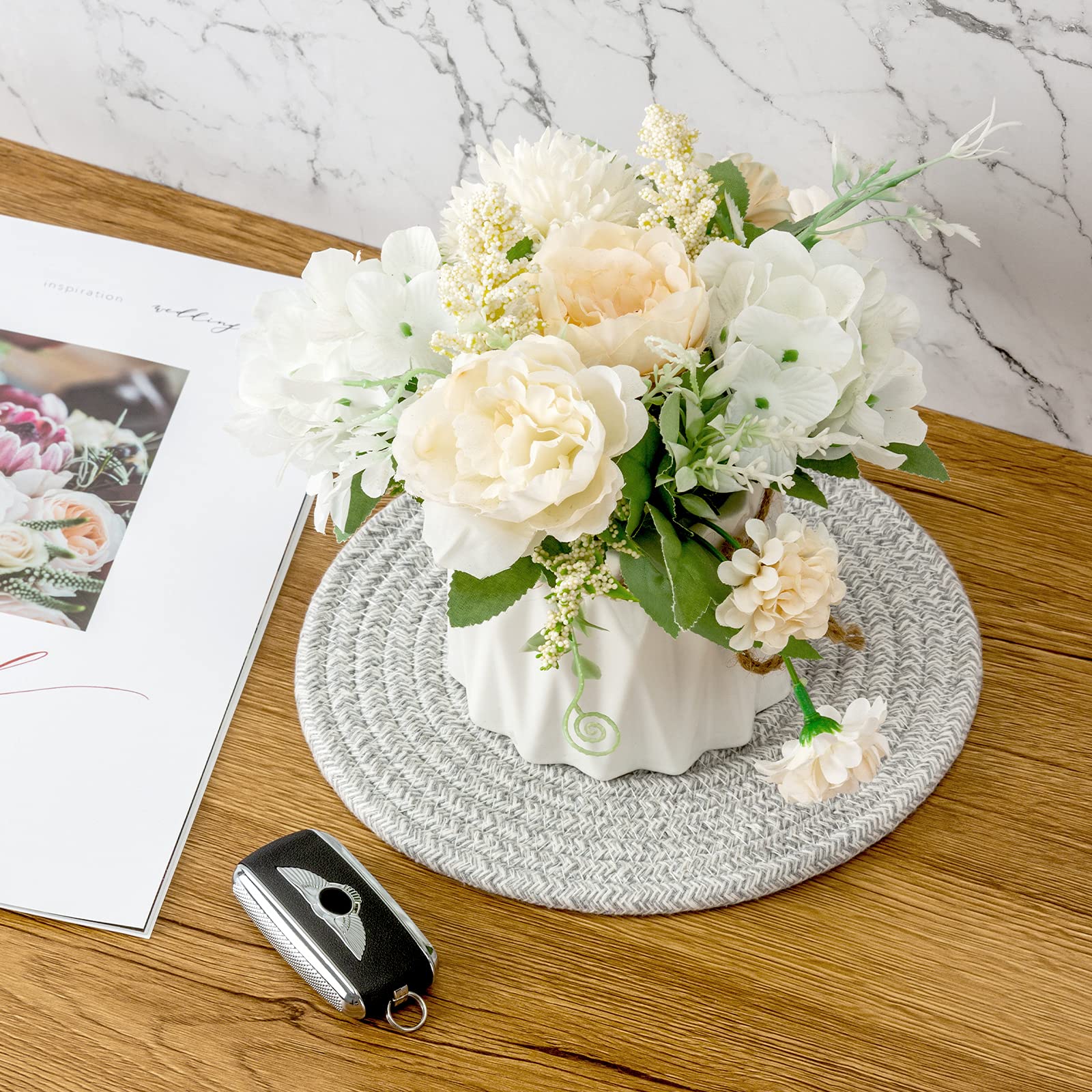 Trivets For Hot Pots And Pans 8 Inches 5 Pcs, Trivet For Hot Dishes, Hot Pads For Kitchen, Cotton Coasters Mat To Protect Counte