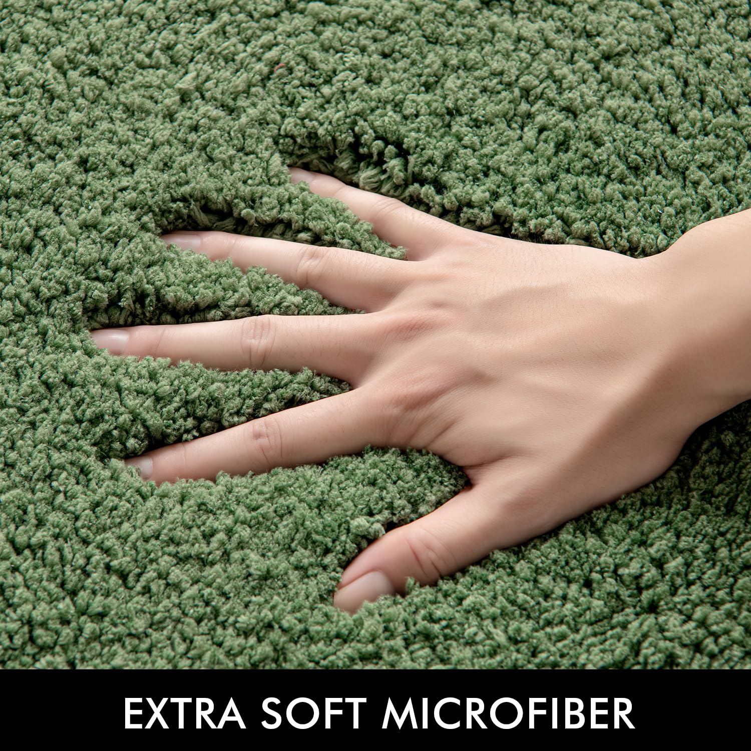 Miulee Moss Green Absorbent Bathroom Rugs, Soft Large Bath Mats Non-Slip And Quick-Drying For Bathroom Floor Bathtub Showers, Ma