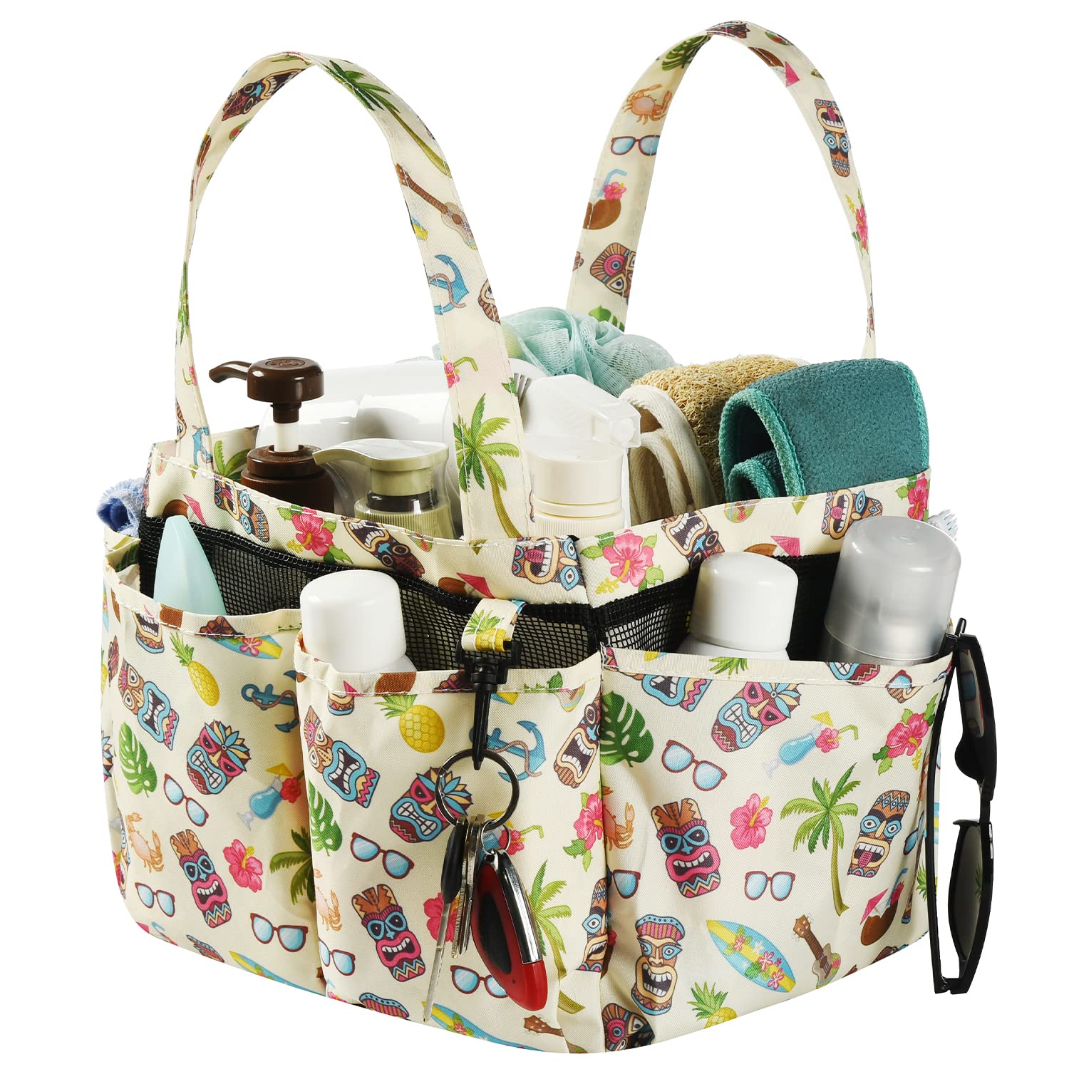 Haundry Portable Mesh Shower Caddy Bag, Large Basket Organizer With Key Hook For College Dorm Bathroom Camp Gym, Hanging Tote Ba