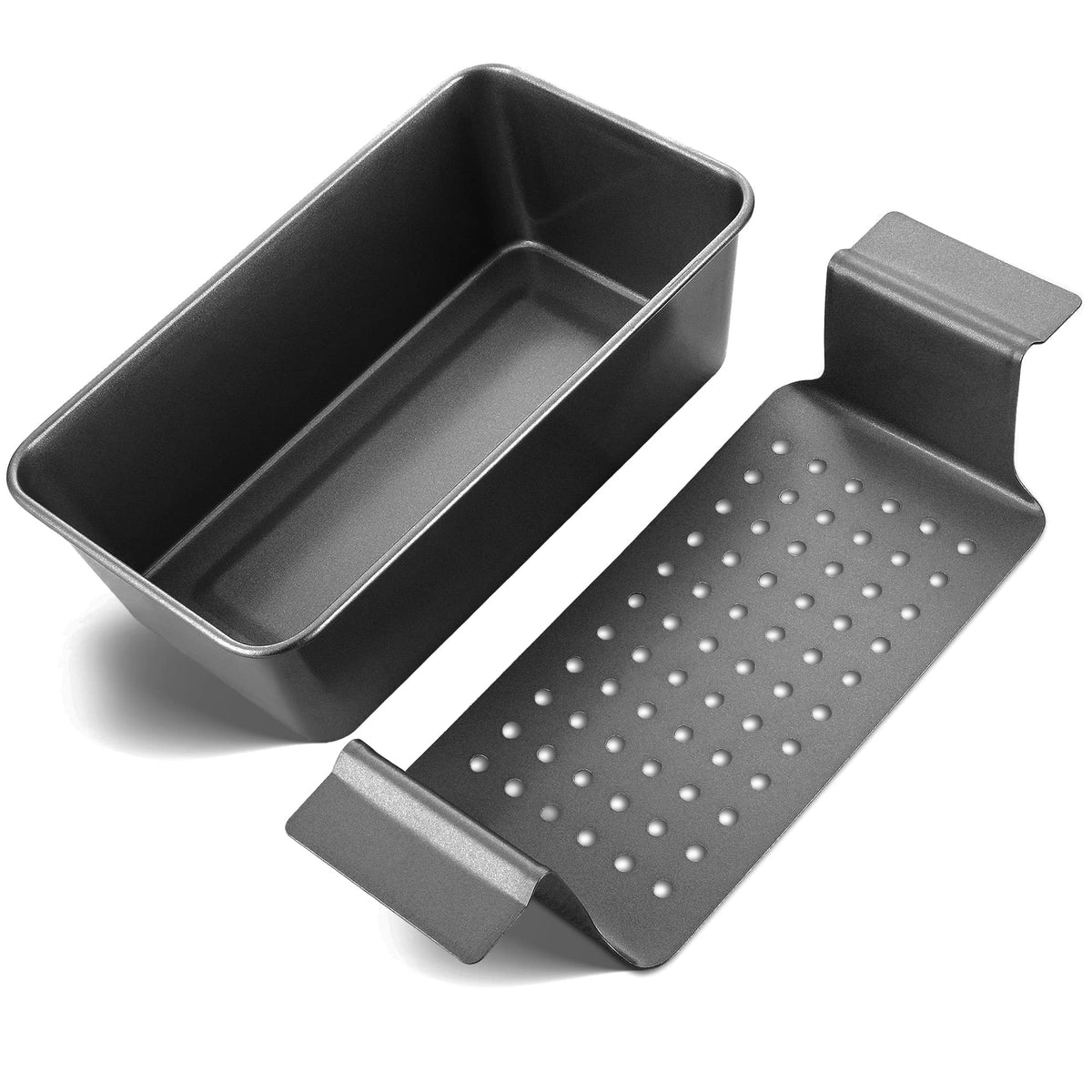 Hongbake Meatloaf Pan With Drain Tray, 9 X 5 Inches Loaf Pans With Insert, Nonstick Meat Loaf For Baking, Reduce The Fat And Kic