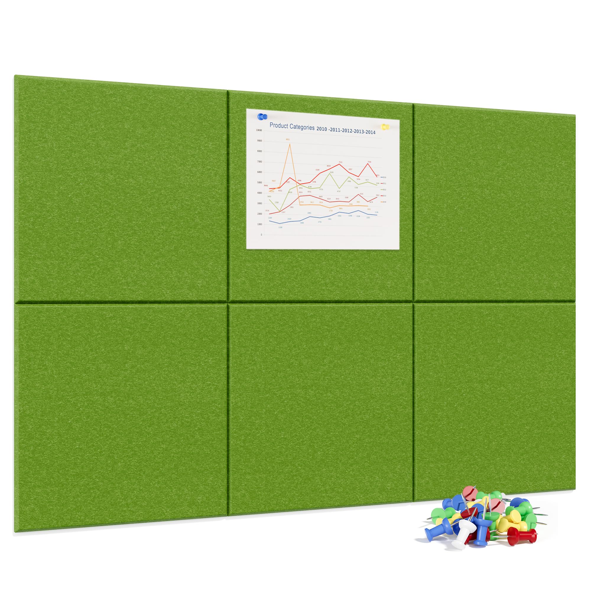 Neatsure Large Cork Board for Wall, 36 x 24 Bulletin Board with Pushpins, 6 Panels Felt Tiles Tack Push Pin Board for Office, Fo