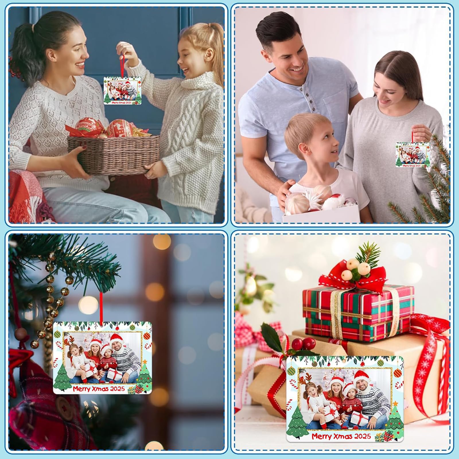 FaCraft 2025 Christmas Ornament Picture Frame - Personalized Photo Frame Ornaments for Christmas Tree Decorations Custom Ornamen