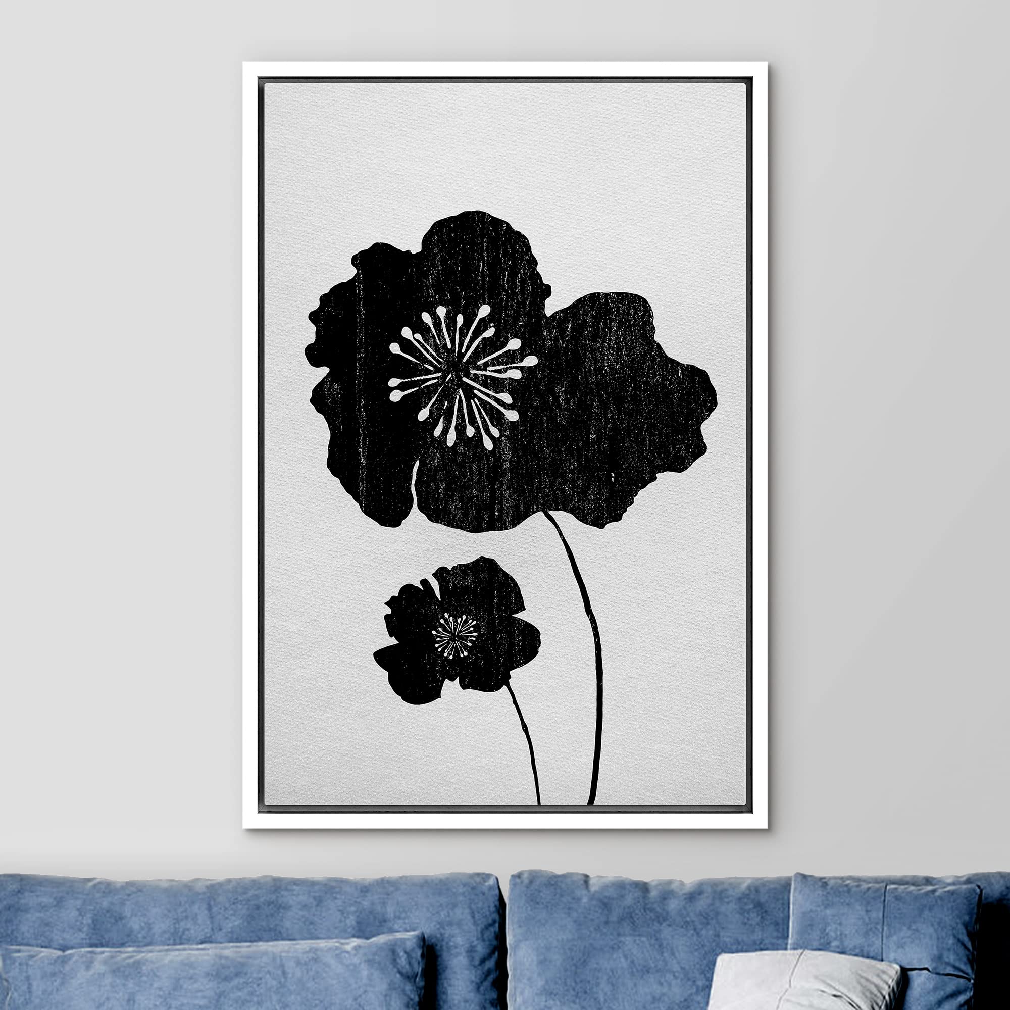 Ashbrook Framed Wall Art Print Set Black Flower Duo Silhouettes Floral Botanical Photography Modern Rustic Scenic Relax/Calm Mul