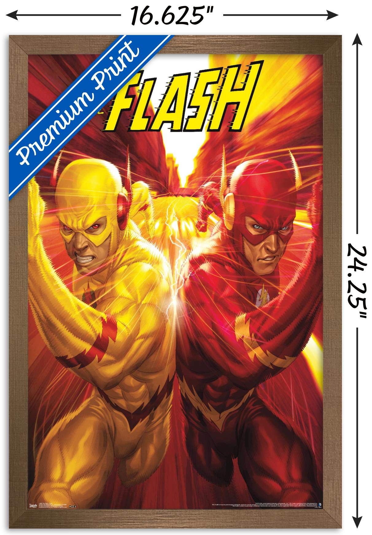 Trends International Dc Comics - The Flash And The Reverse Flash - Race Wall Poster, 14.725'' X 22.375'', Bronze Framed Version