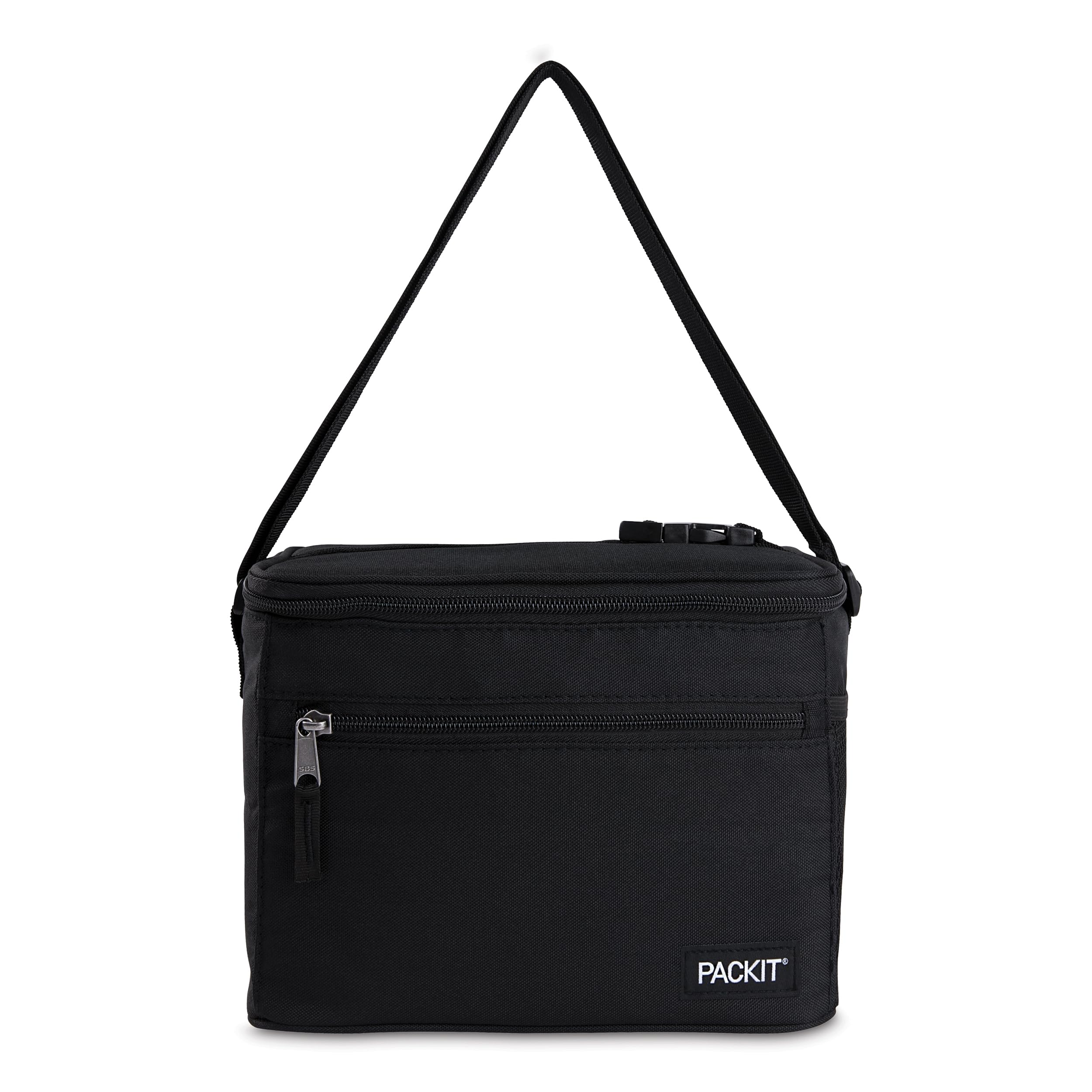 PackIt Freezable Essential Cooler, Black, Built with ECOFREEZE Technology, Fully Freezable, Collapsible, Reusable, With Removabl