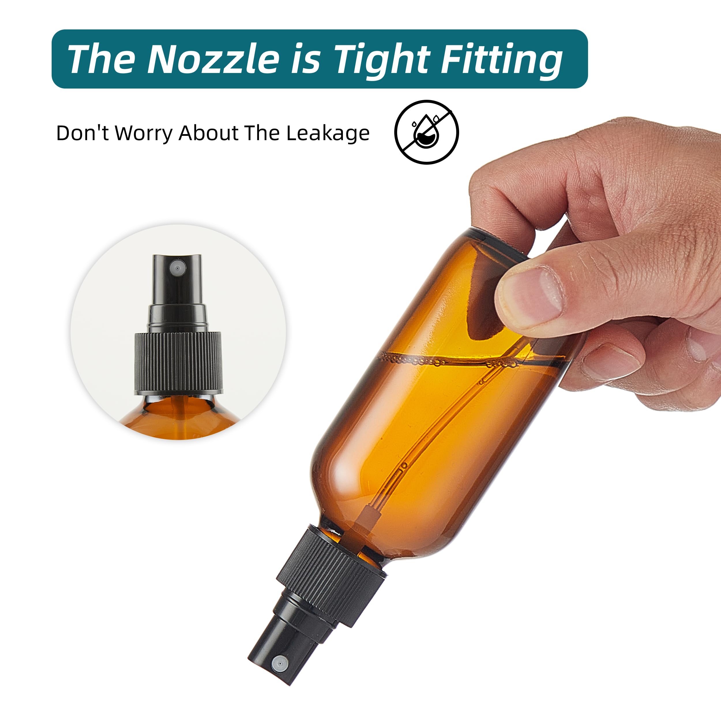 Bastelica Dark Amber Glass Spray Bottles 4 Oz, Small Empty Spray Bottles For Essential Oils, Fine Mist For Face, Hair, Plants, T