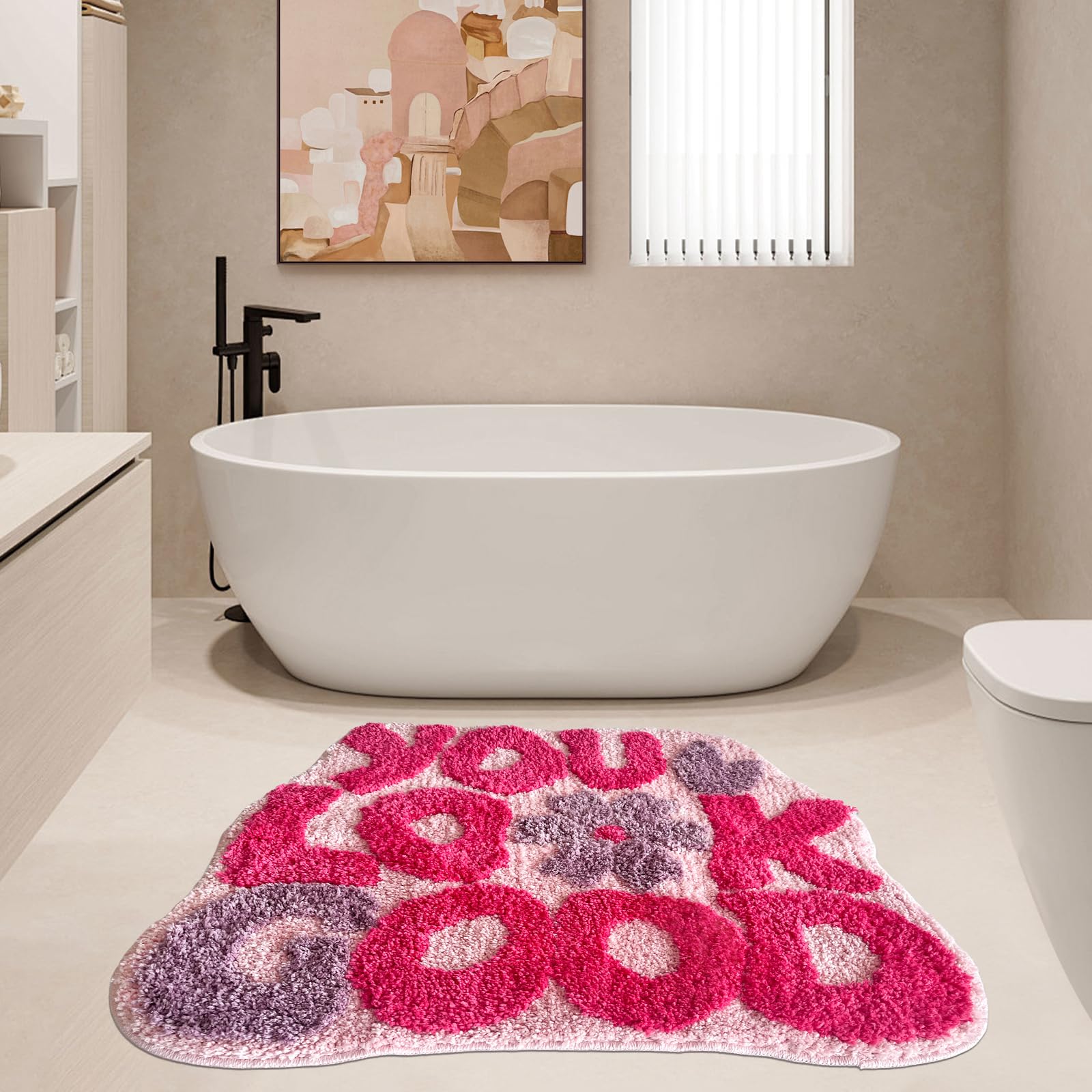 Twwde Aug You Look Good Bath Rug, Fun Bathroom Rug,Hot Pink Bathroom Mat Cool Rugs For Bedroom Non Slip Microfiber Plush Cool Ru