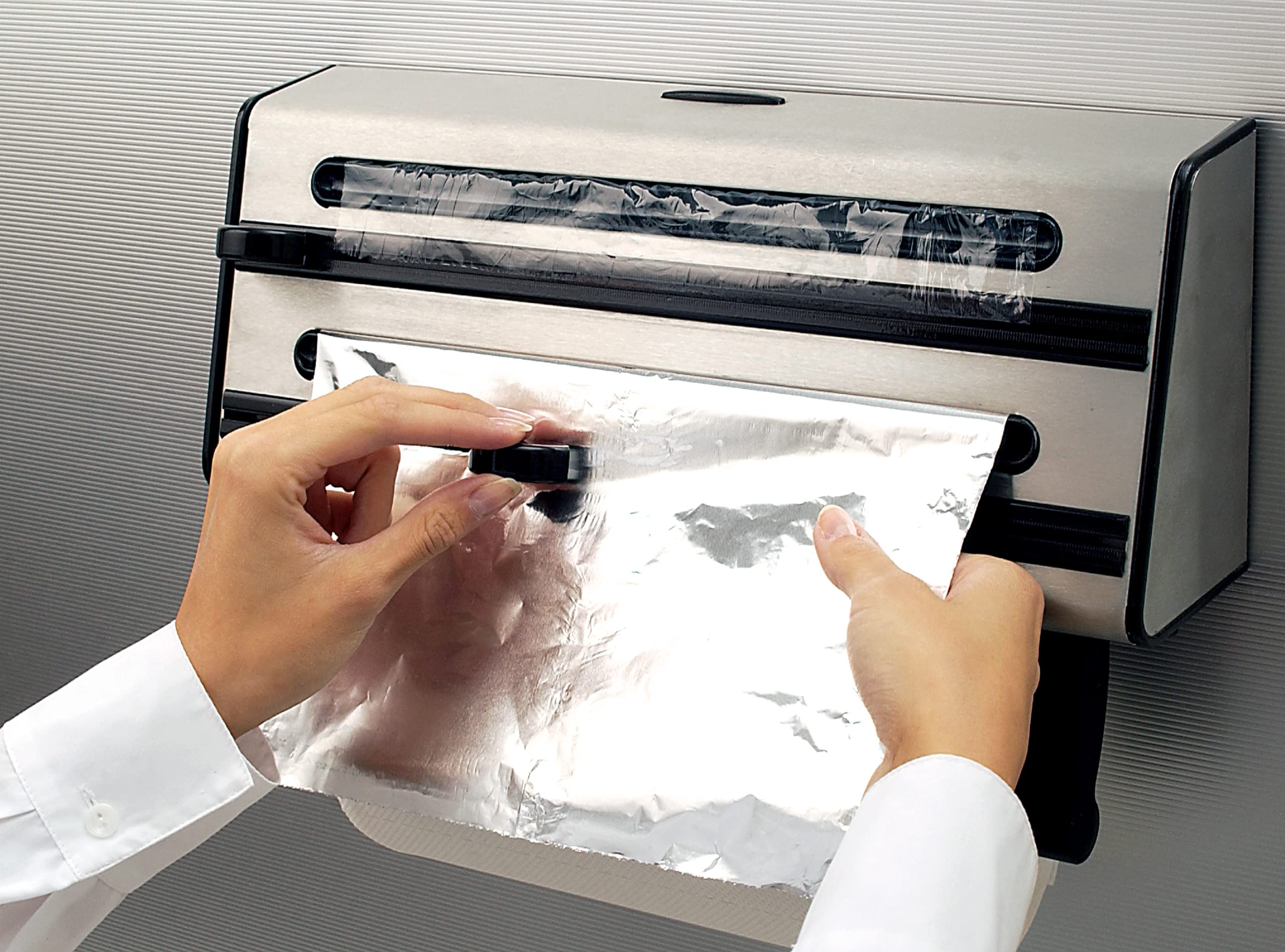 Emsa Triple Roll Dispenser ''Contura'' Of Stainless Steel, Silver/Black