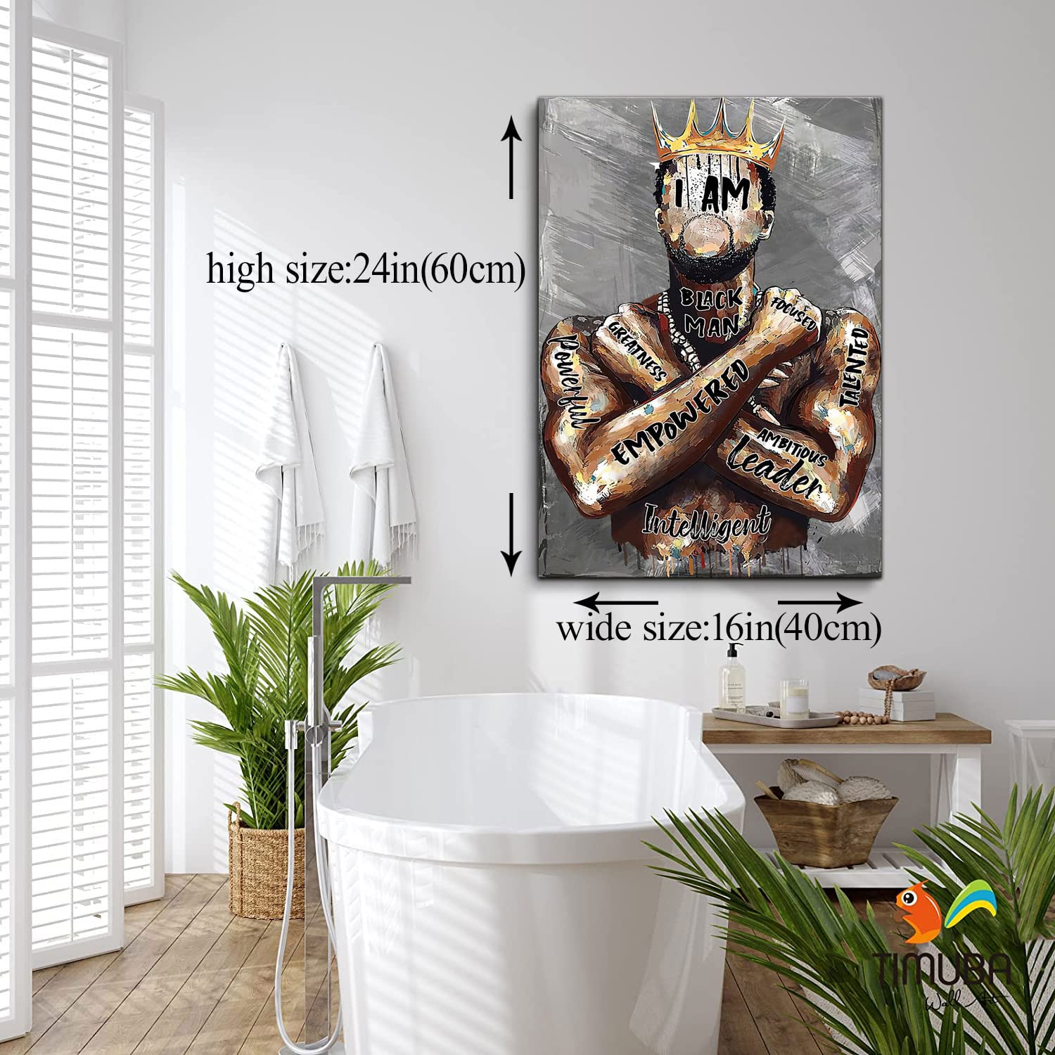 Framed Black Men Wall Art African American Man Portrait Wall Art Afro King Poster Abstract Contemporary Canvas Prints Painting H