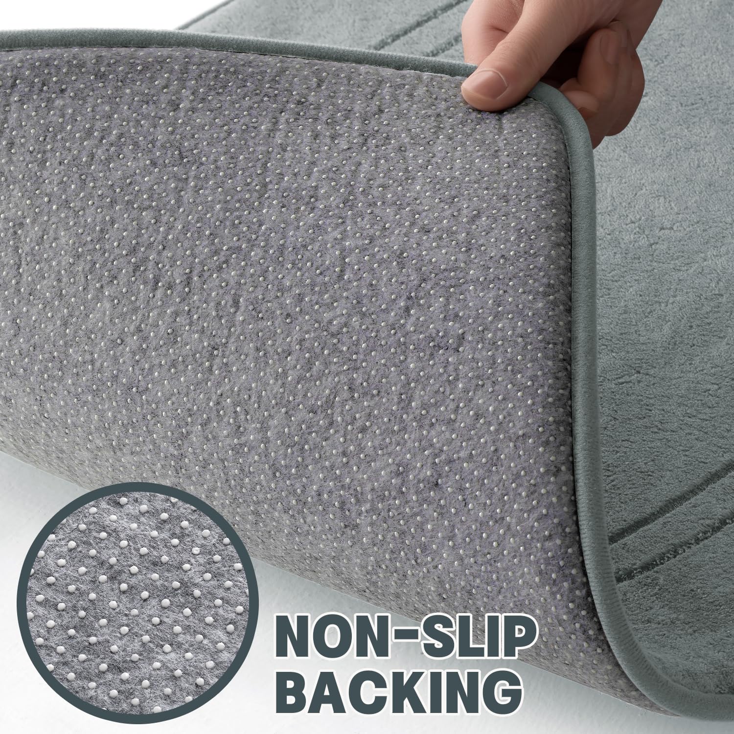 Yihouse Light Grey Memory Foam Bathroom Rug Set 5 Piece, Absorbent Bathroom Mat Set, Nonslip Bath Mat For Bathroom Washable Dry