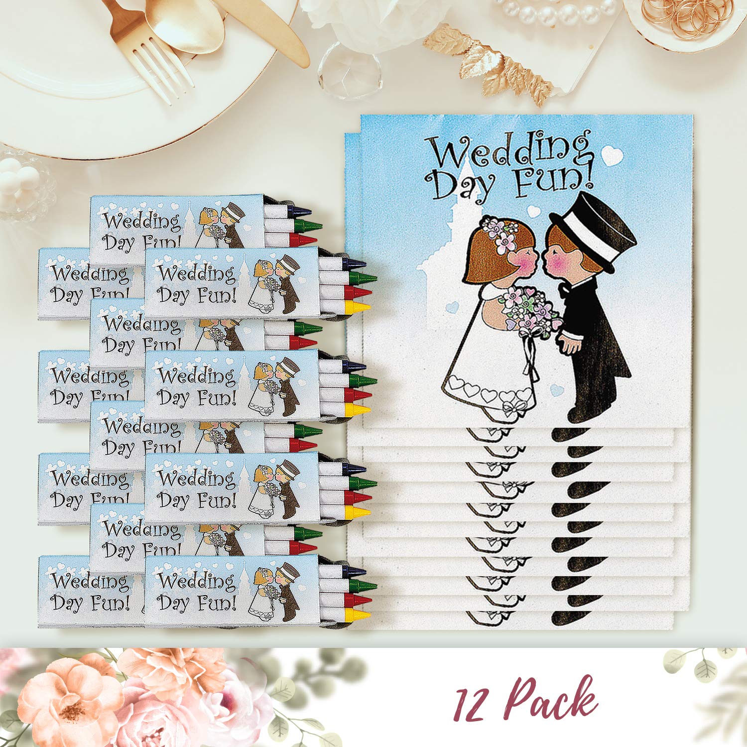 Fun Express Children's Wedding Coloring Books - Set of 12 activity pads  Crayons Included - Wedding Favors for Kids
