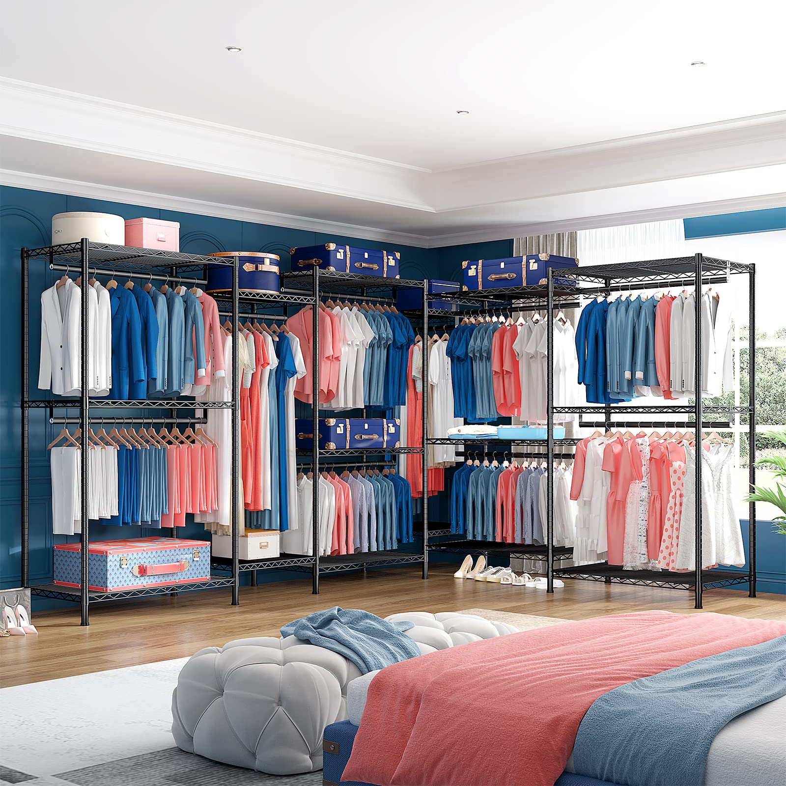 Raybee Clothes Rack Clothing Rack 900 Lbs Clothing Racks For Hanging Clothes Heavy Duty Clothes Rack Freestanding Wardrobe Close