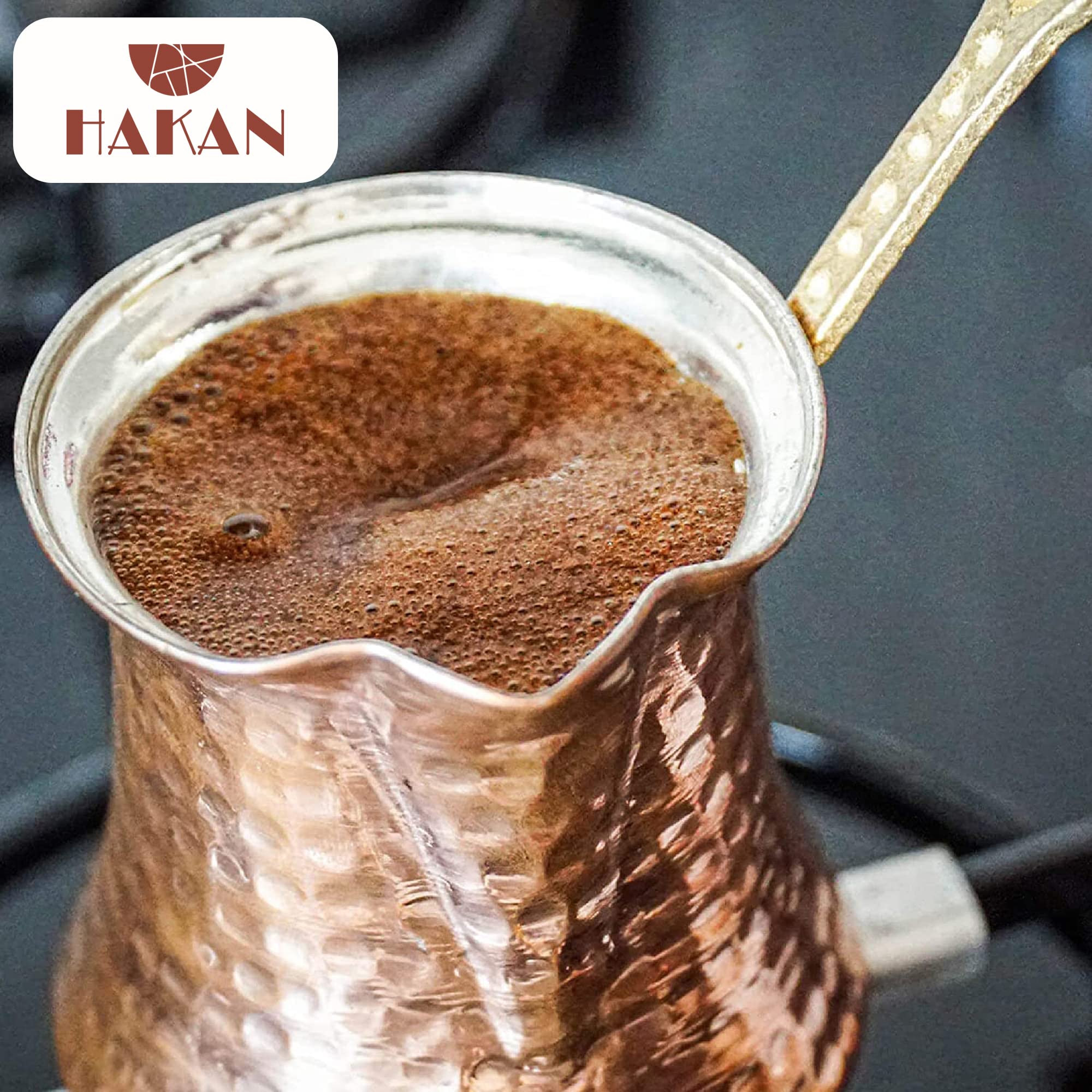 Hakan Turkish Coffee Pot, Greek Arabic Coffee Maker, Hammered Copper Coffee Cezve, Handmade Stove Top Coffee Maker With Brass Ha