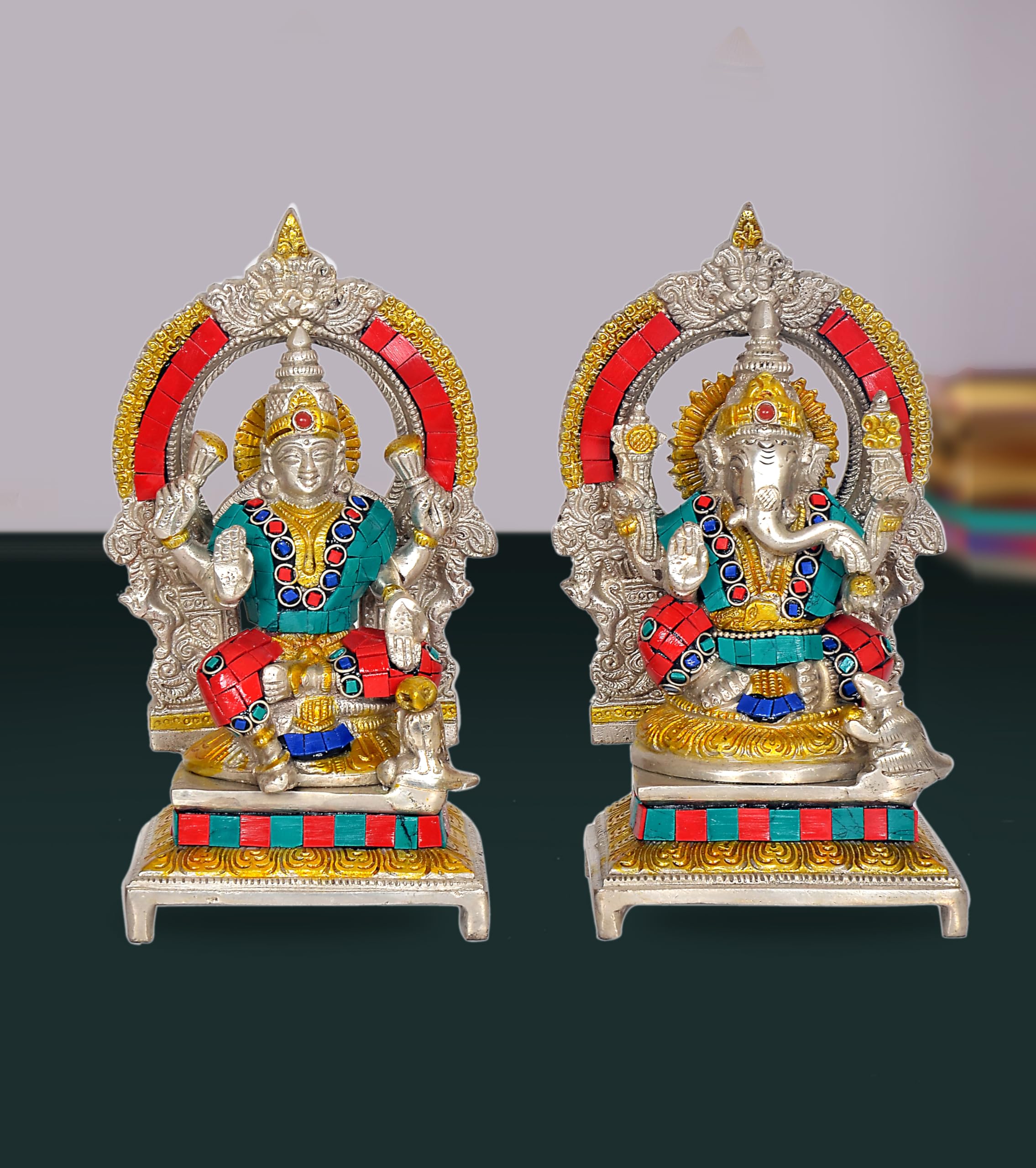 Dattatreya Brass Lakshmi And Ganesha Ganesh Murti Idol Statue Idol Statue Sculpture For Diwali Pooja Height - 7 Inches