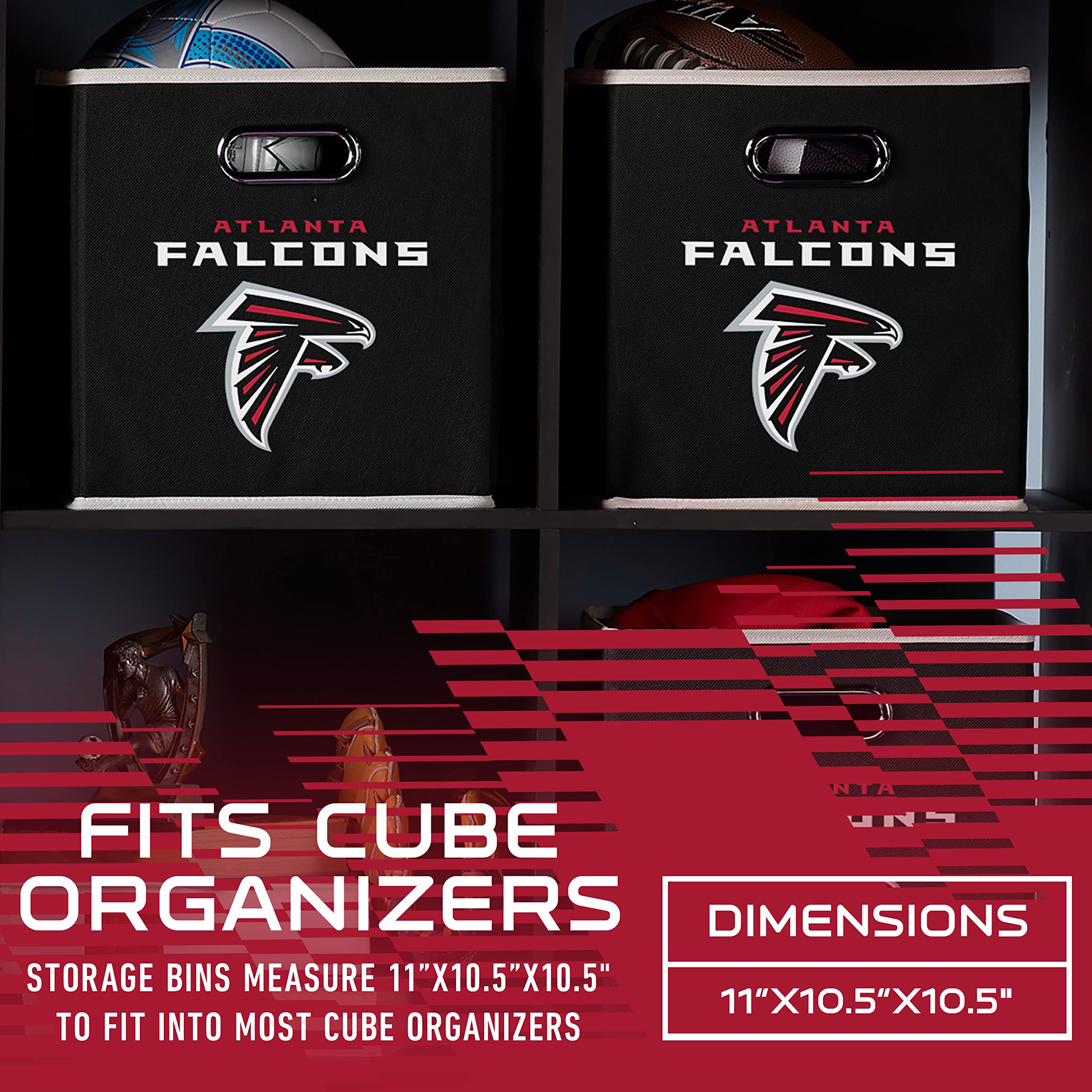 Franklin Sports Nfl Atlanta Falcons Collapsible Storage Bin Nfl Folding Cube Storage Container Fits Bin Organizers Fabric Nfl Te