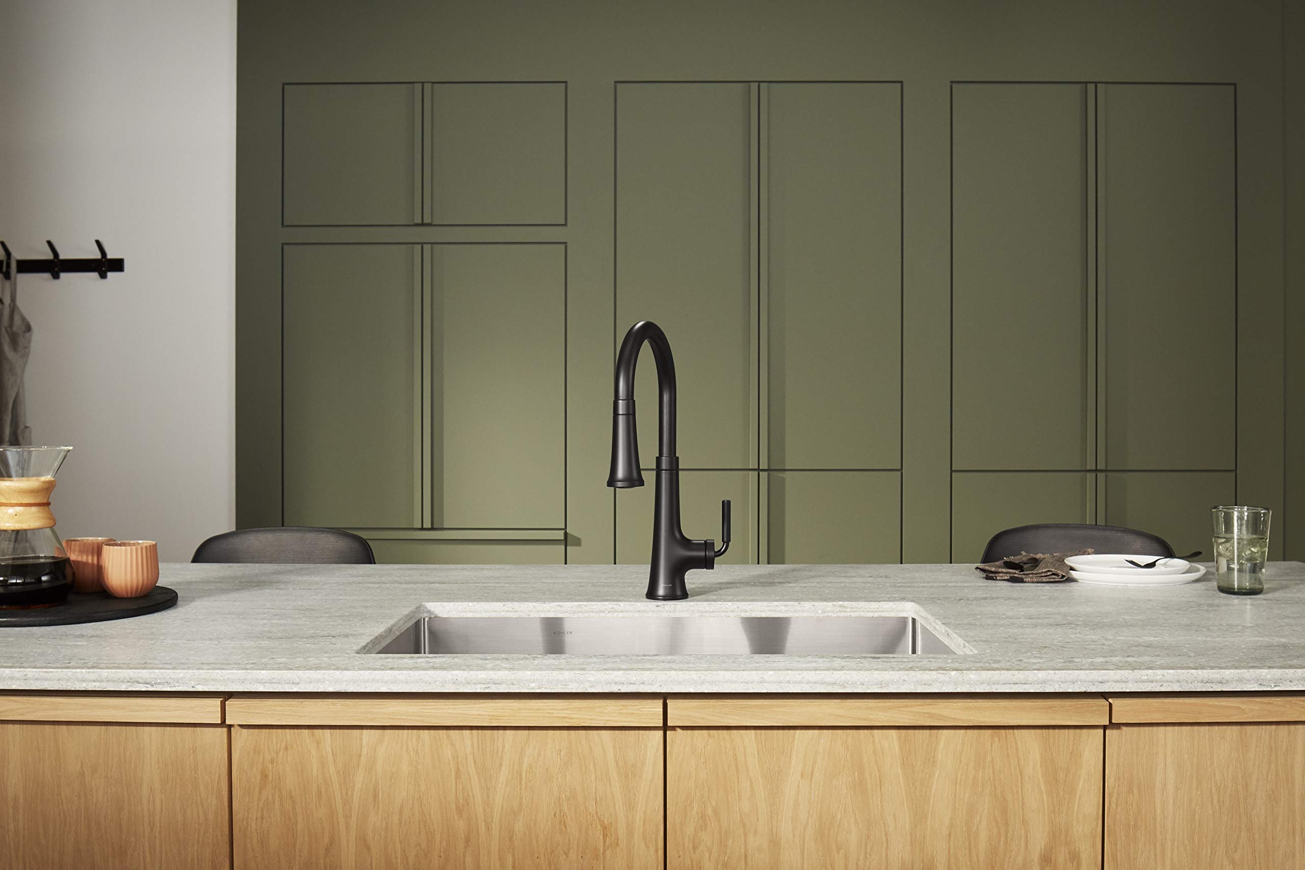 Kohler K-23766-Bl Tone Pull Down Sprayer, Touchless Faucet For Kitchen Sink, Matte Black