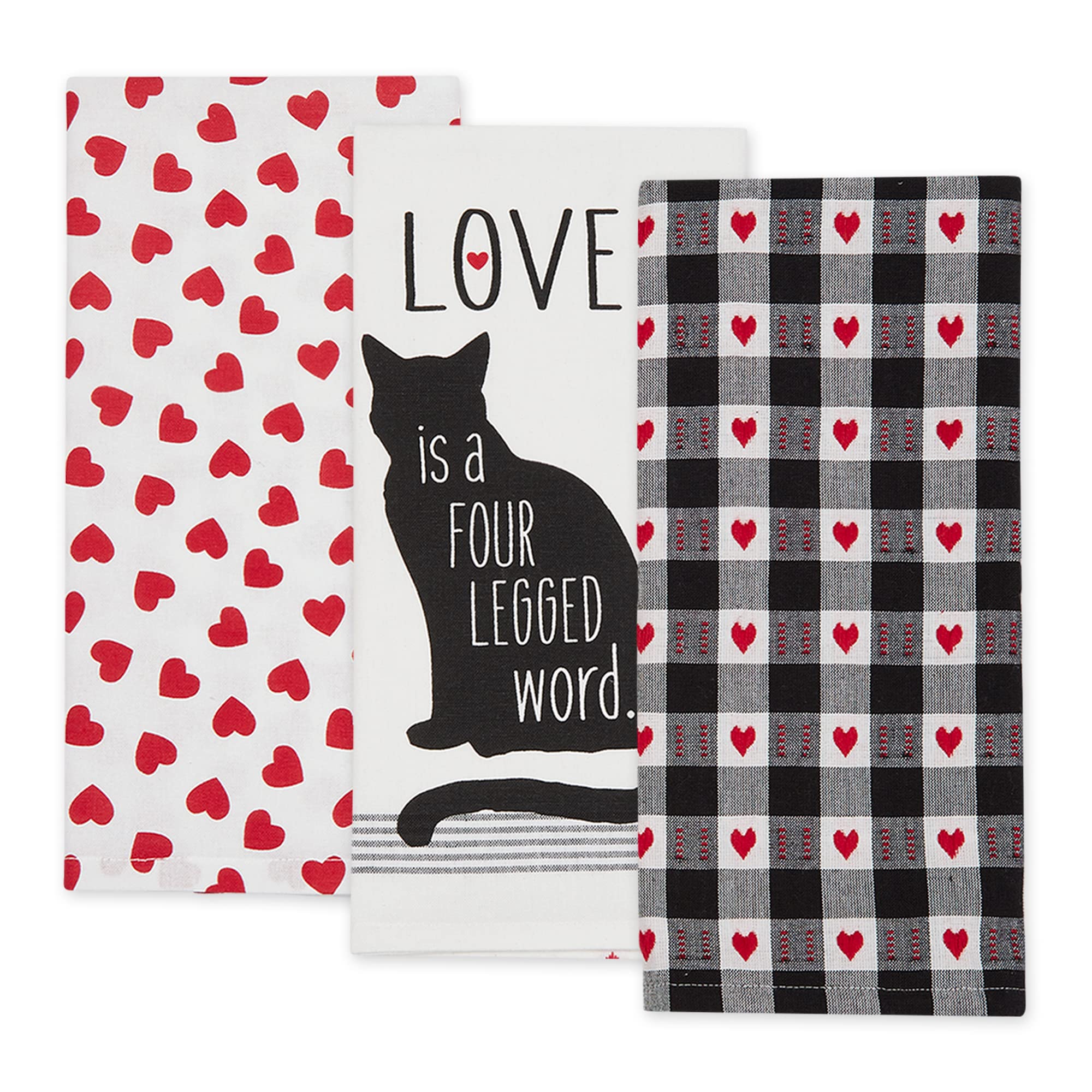 ASST CAT LOVE DISHTOWEL SET/3