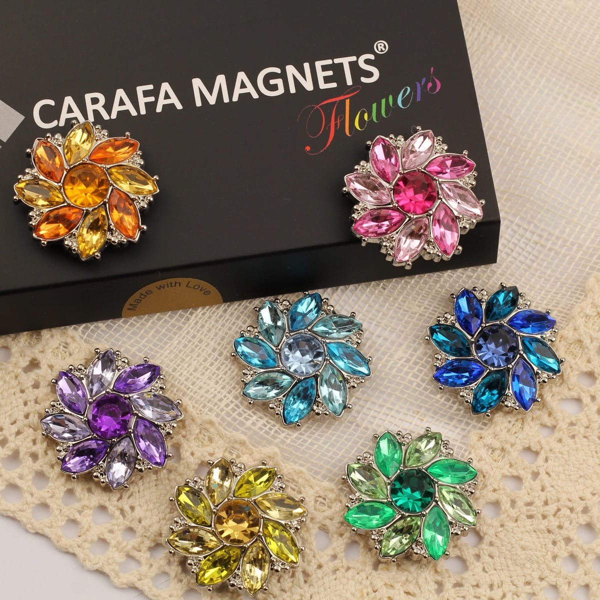 Pretty Flower Magnets 7-Pack - Cute Magnetic Home Or Office Decor - Co ...