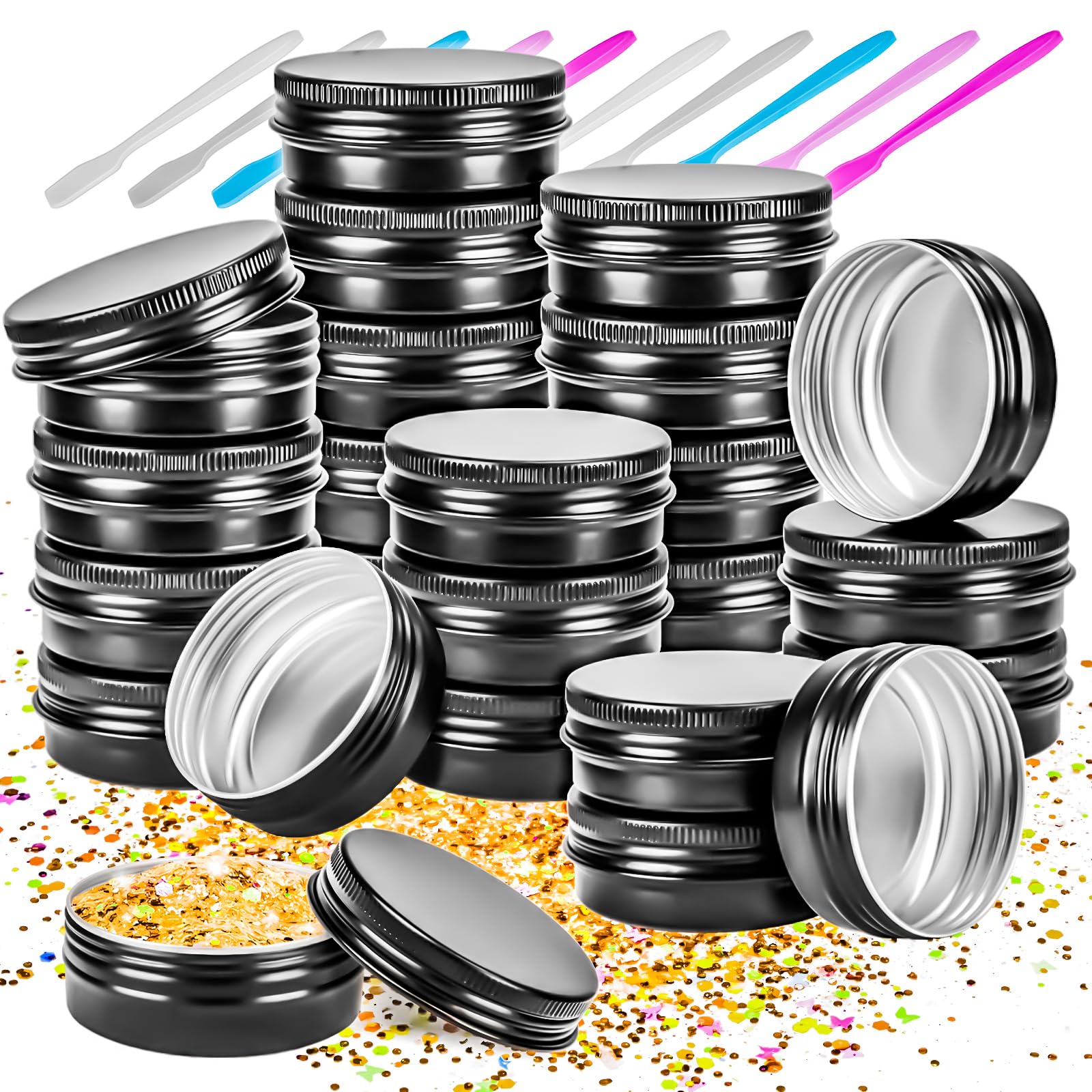 Motbach 24Pack 1Oz Tin Jars, 30Ml Metal Tin Cans, 1Ounce Aluminum Tin Can Jar Containers With Screw Lid For Lotion Bars, Toiletr