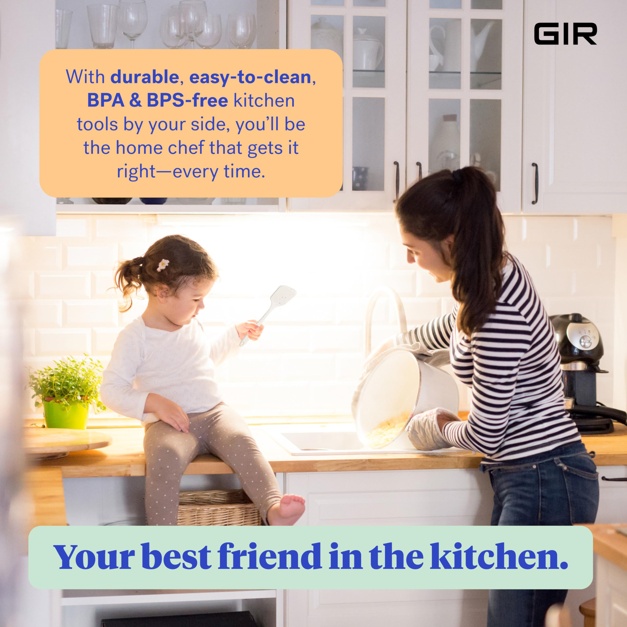 Gir: Get It Right - Premium Mini Silicone Spatula Turner - 11'' X 2.6'' X 0.7'' - Seamless One Piece Design, Nonstick & Heat Res