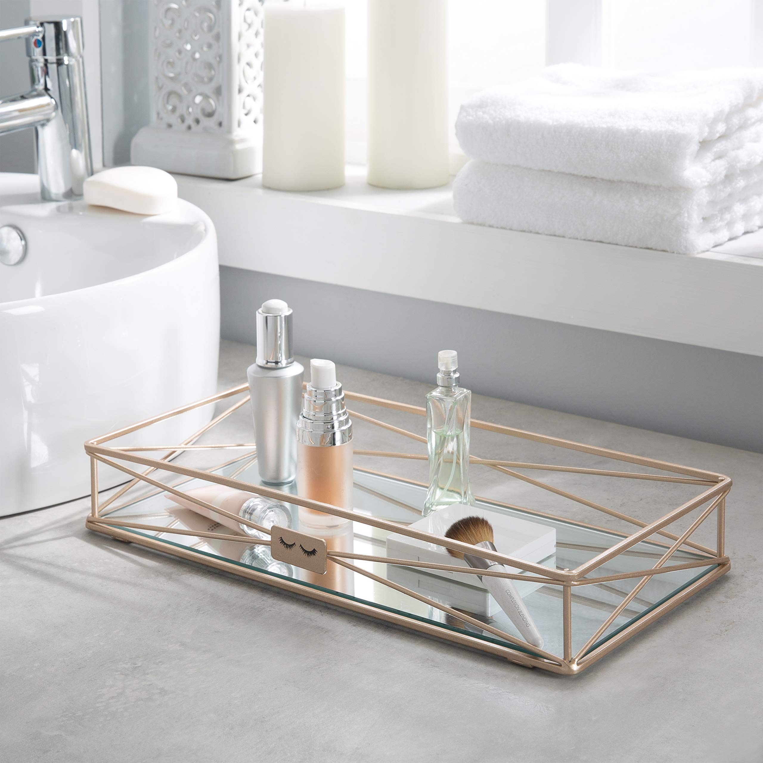 Home Details Gorgeous Mirrored, Perfect For Jewelry, Toiletries, Bathroom Organization, Perfume, Makeup, D  Cor, In Rose Gold Va