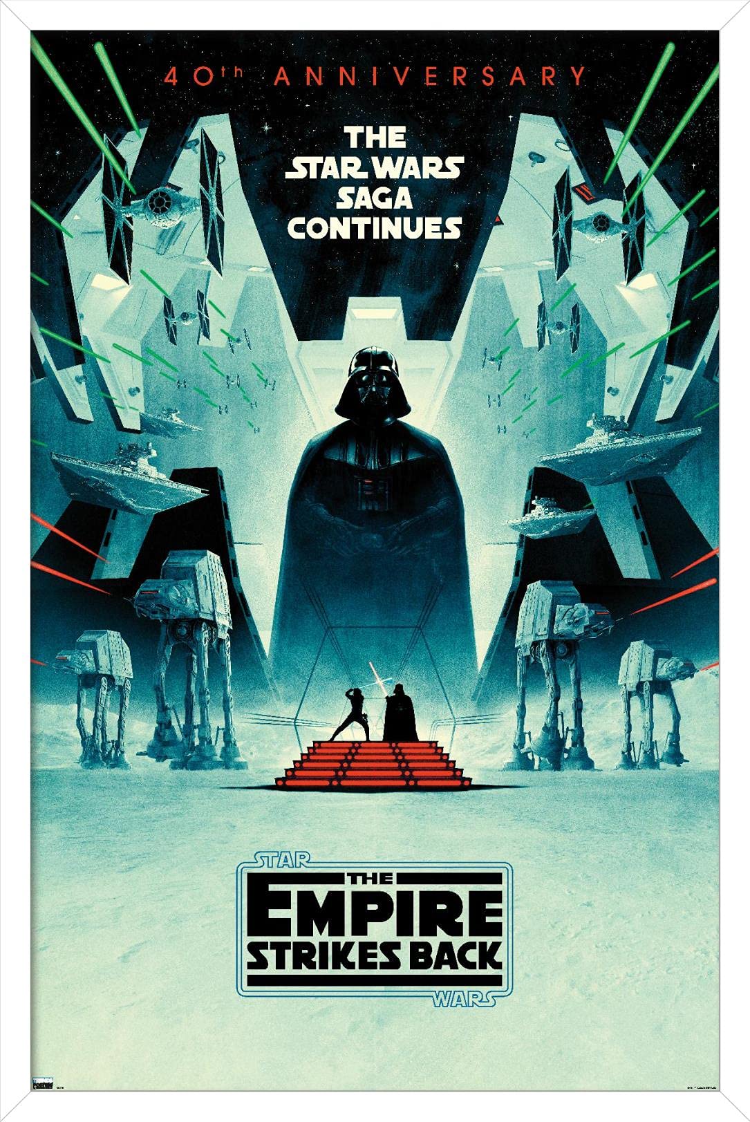 Trends International Star Wars: The Empire Strikes Back - 40Th Anniversary Wall Poster, 14.725'' X 22.375'', White Framed Versio