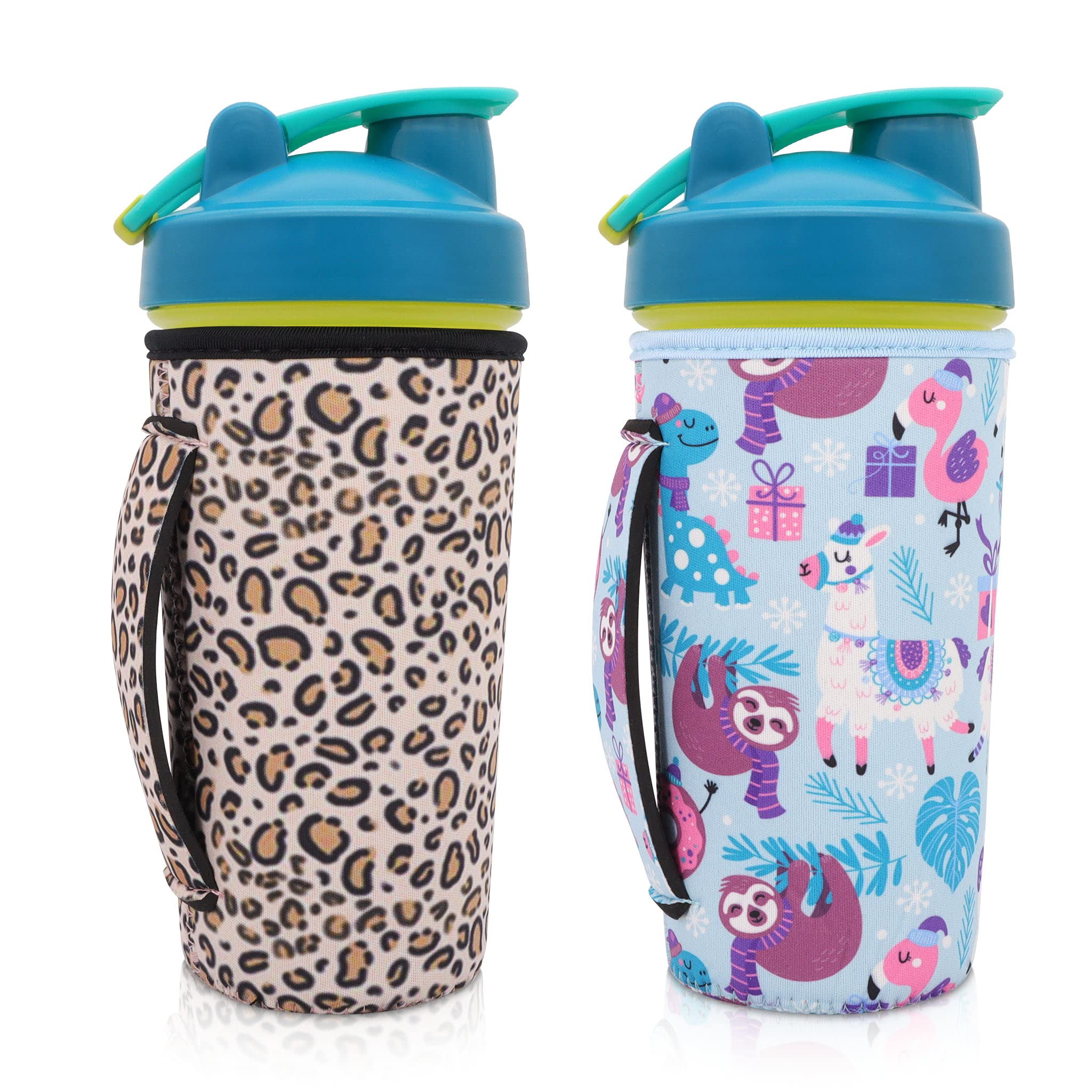 2Pack Reusable Neoprene Insulator Water Bottle Holder Sleeves With Handle Compatible With 28 Oz Blender Bottle, Yeti Rambler 20