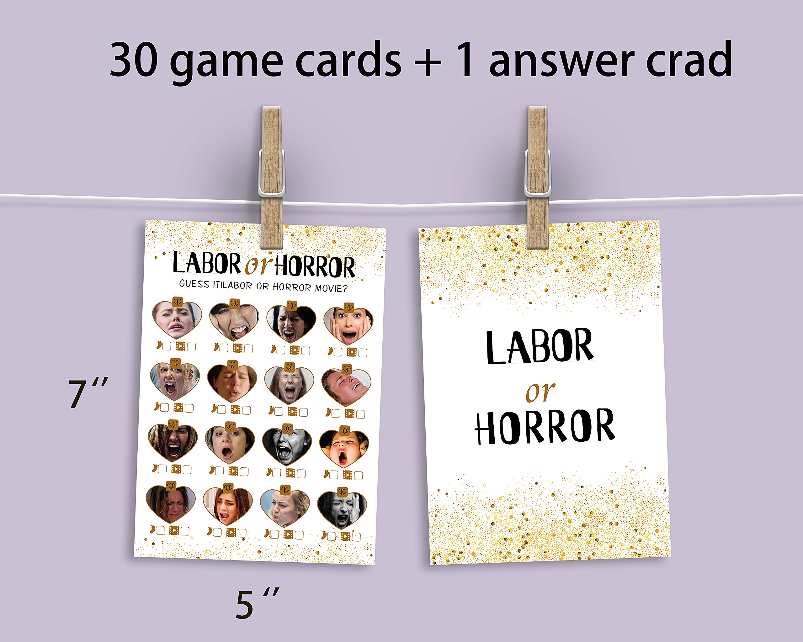 Muruseni Labor or Horror Baby Shower Game-31 Cards(Including Answers) Gender Reveal Party for Mom  Dad  Kids  Women  Men  Gender Neutral Unisex Set
