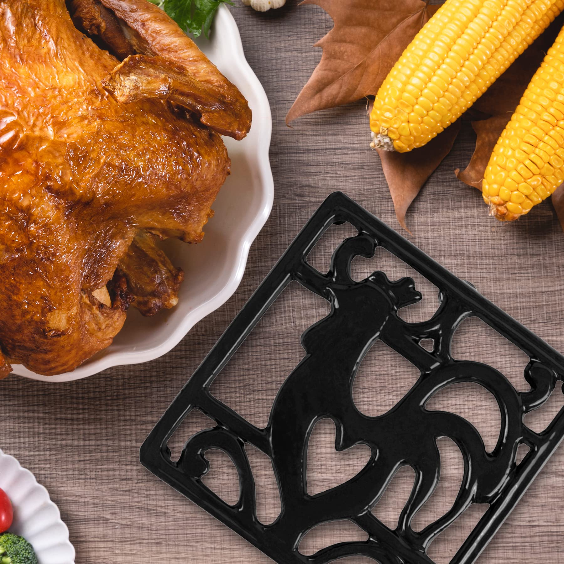 Minluful Vintage Square Cast Iron Trivet - Metal Trivet For Hot Dishes, Heat Resistant Trivet Mat For Kitchen Countertop Hot Pot
