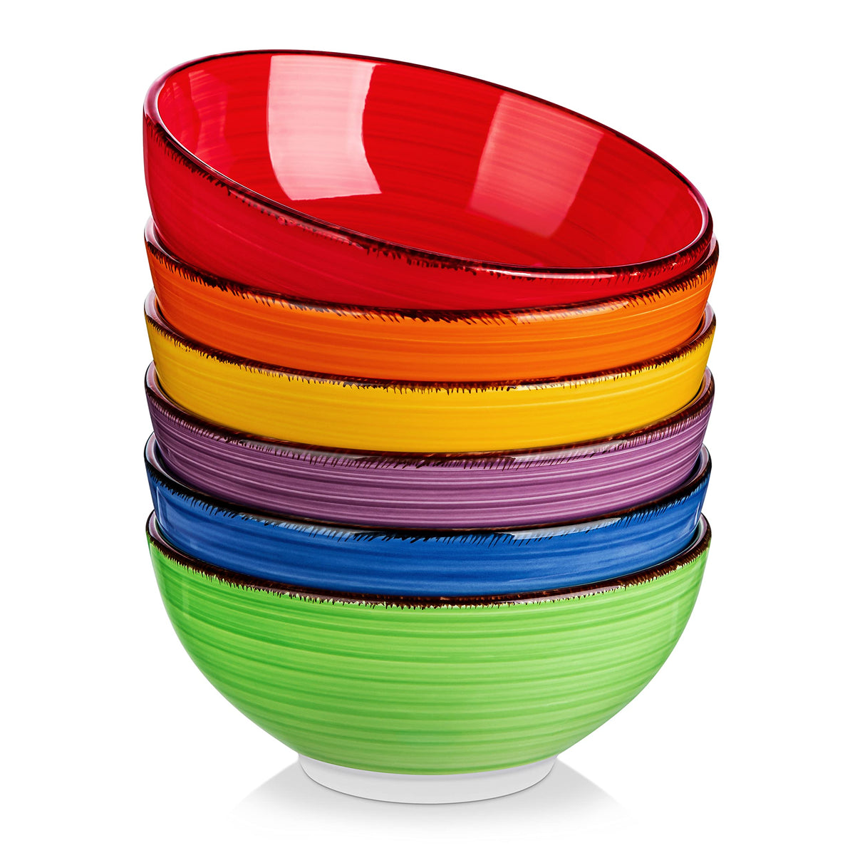 Vancasso Bonita 27 Oz Cereal Bowls Set Of 6, Ceramic Bowls For Kitchen, 6 Inch Soup Bowls, Dishwasher & Microwave Safe