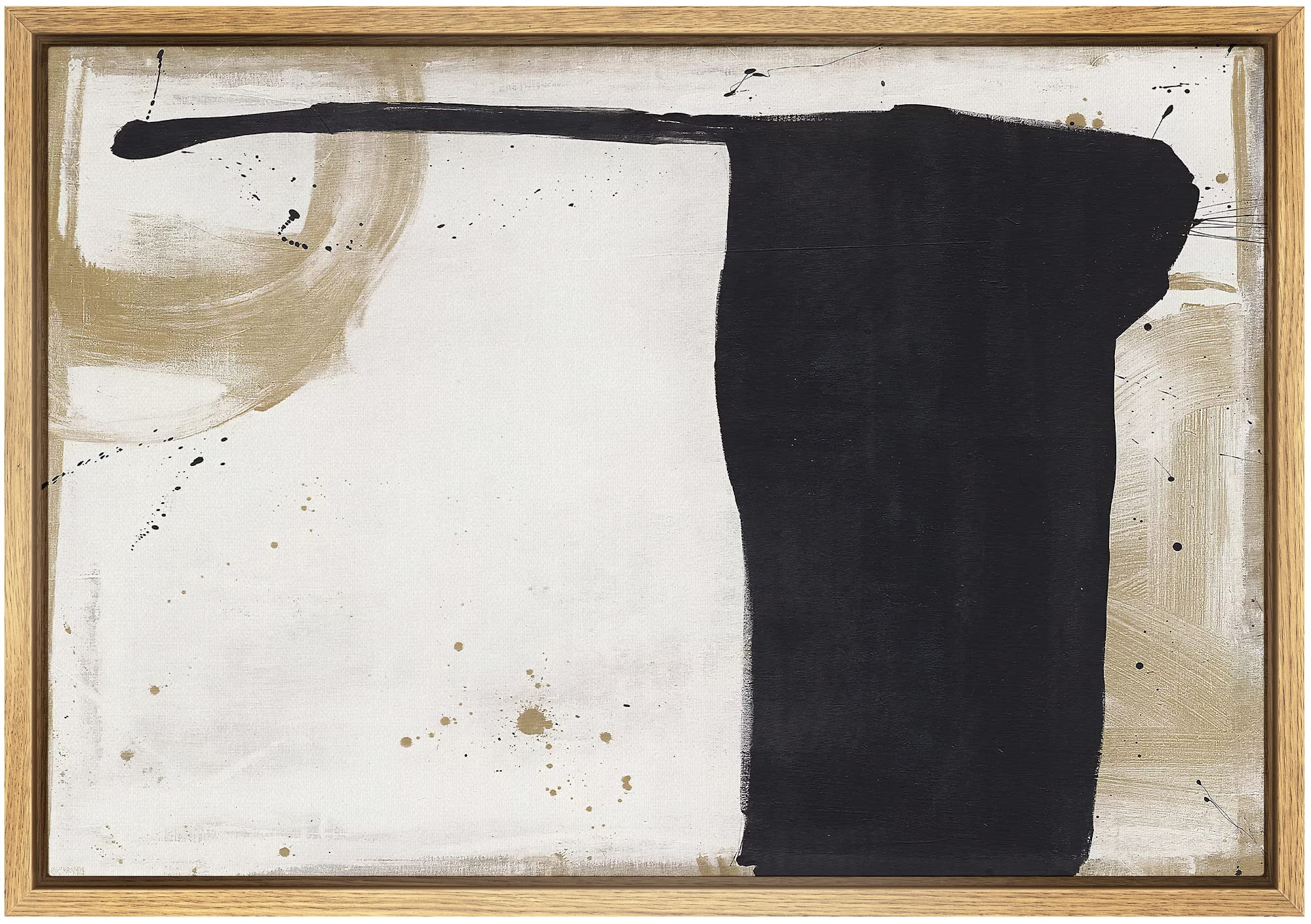 Signwin Framed Canvas Print Wall Art Black Brown Paint Stroke Collage Abstract Shapes Illustrations Modern Art Decorative Contem