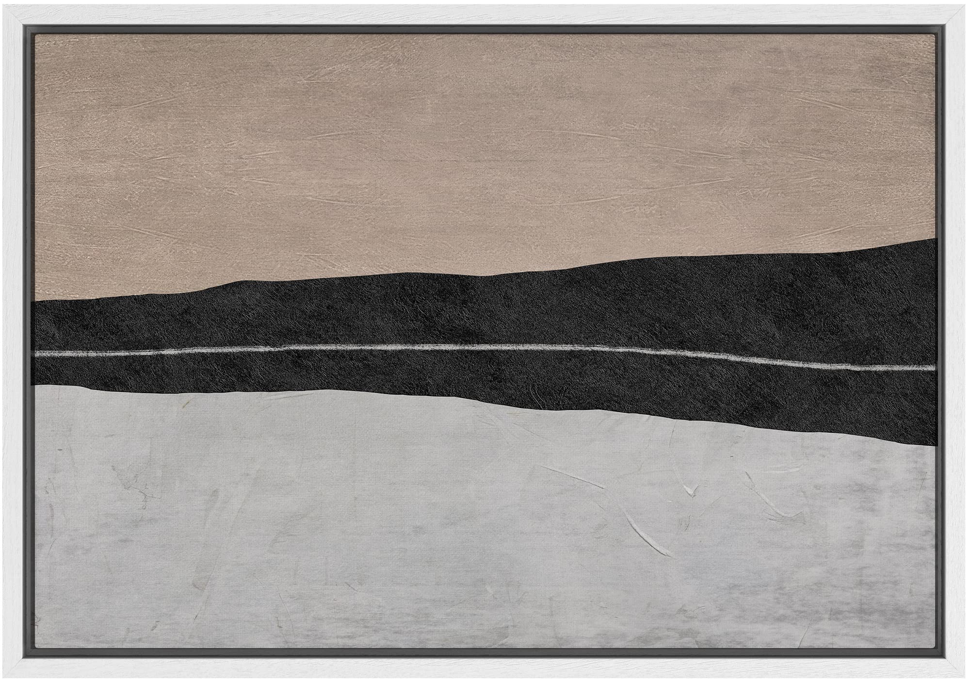 Signwin Framed Canvas Print Wall Art Brown Black Gray Pastel Color Field Abstract Shapes Illustrations Modern Art Decorative Con