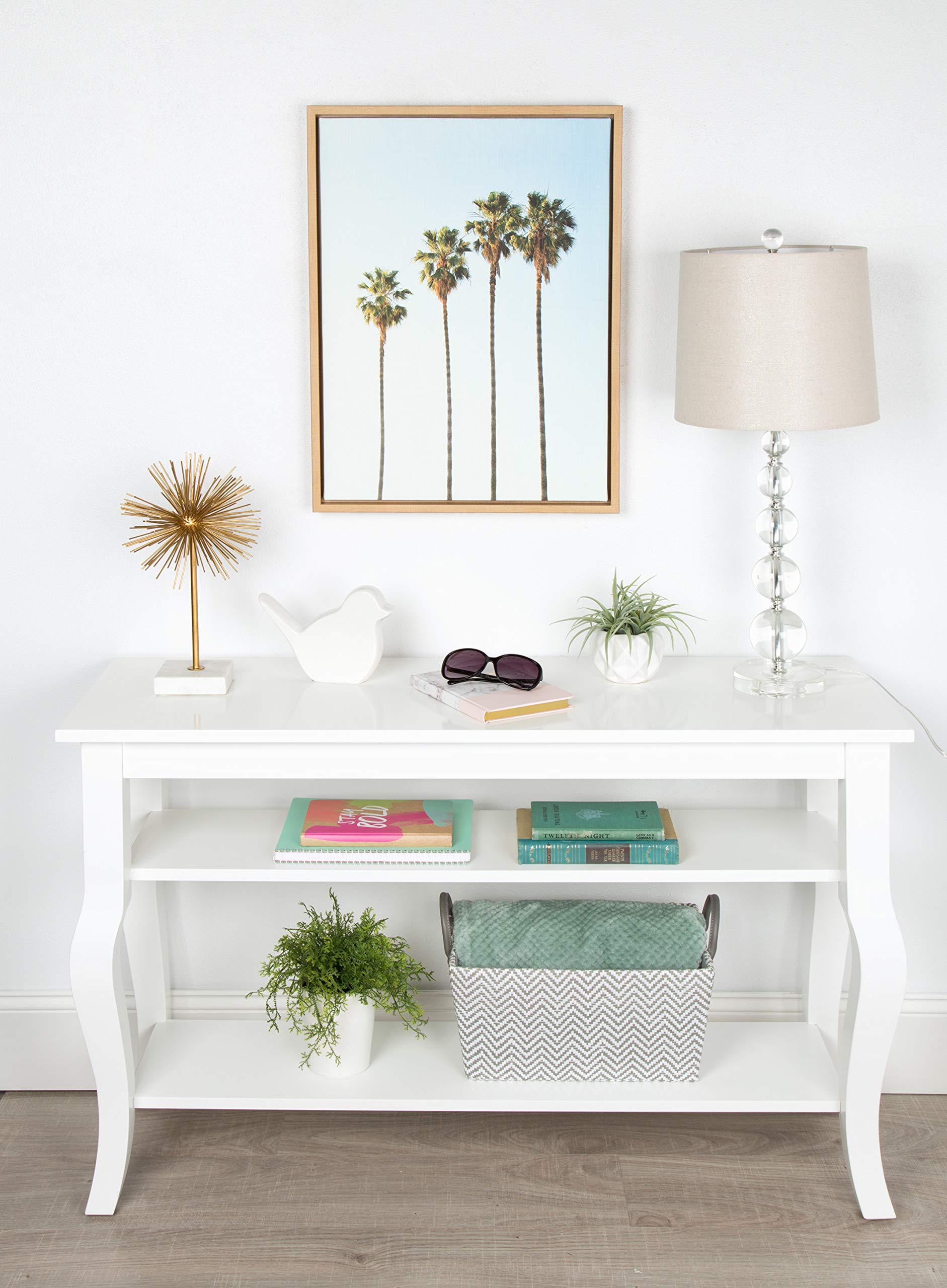 Kate and Laurel Sylvie Four Palm Trees Natural Framed Canvas Wall Art by Simon Te Tai