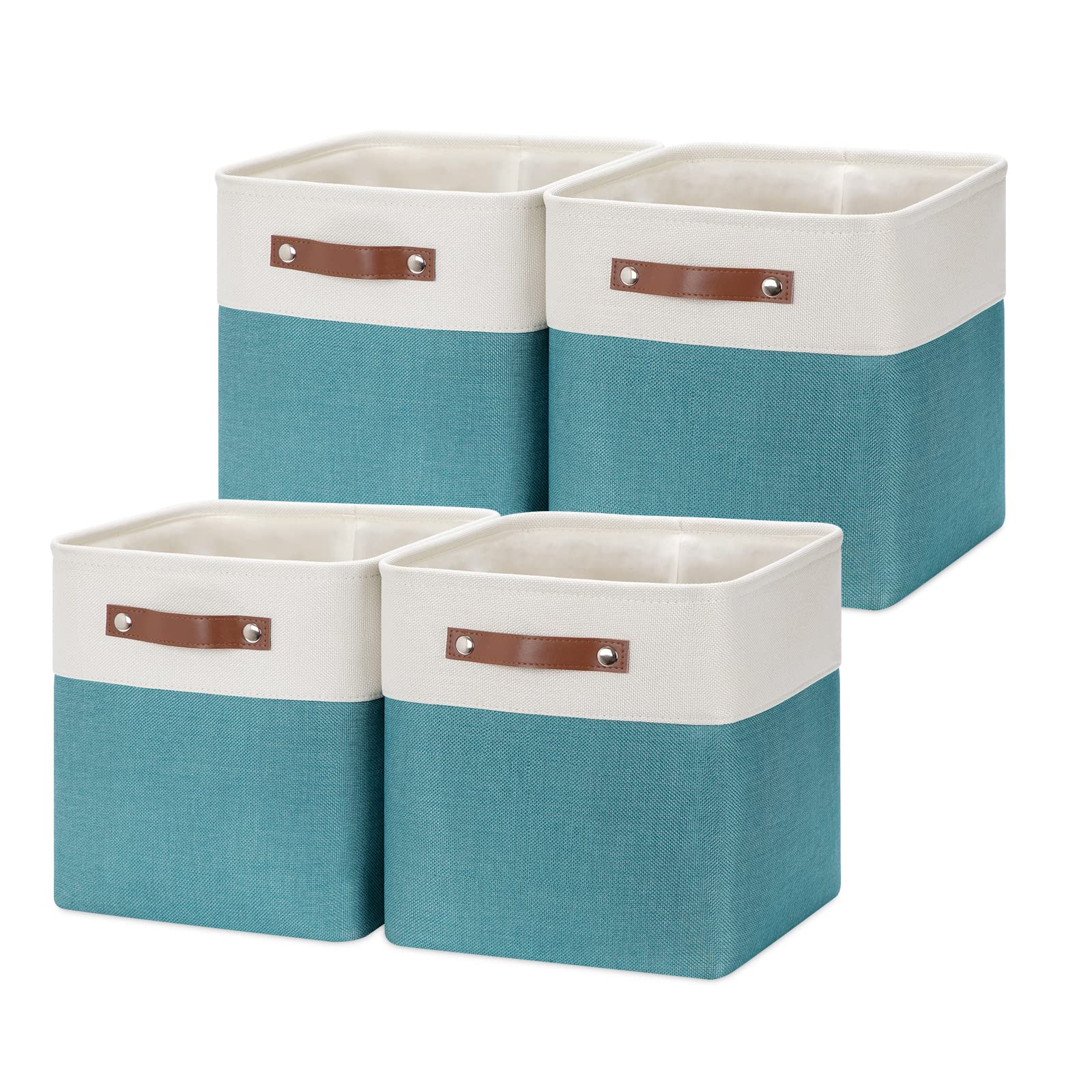 Hnzige Fabric Storage Cube Bins Baskets For Organizing, 11 Inch Cube Storage Baskets, Set Of 4, Collapsible Storage Baskets With